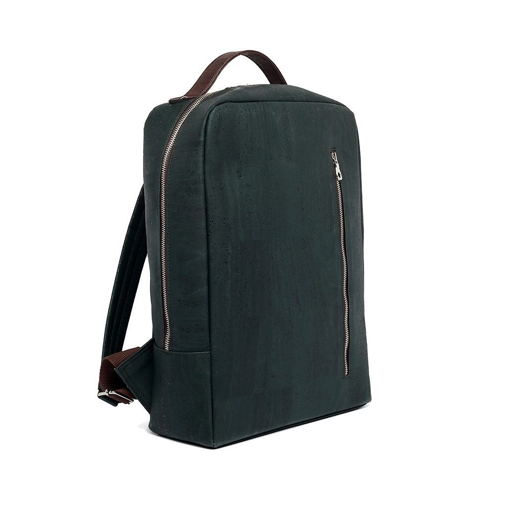 Kork-Deko.de Notebookrucksack Business-Rucksack Kork Dunkelgrün, Vegan, Made in Portugal