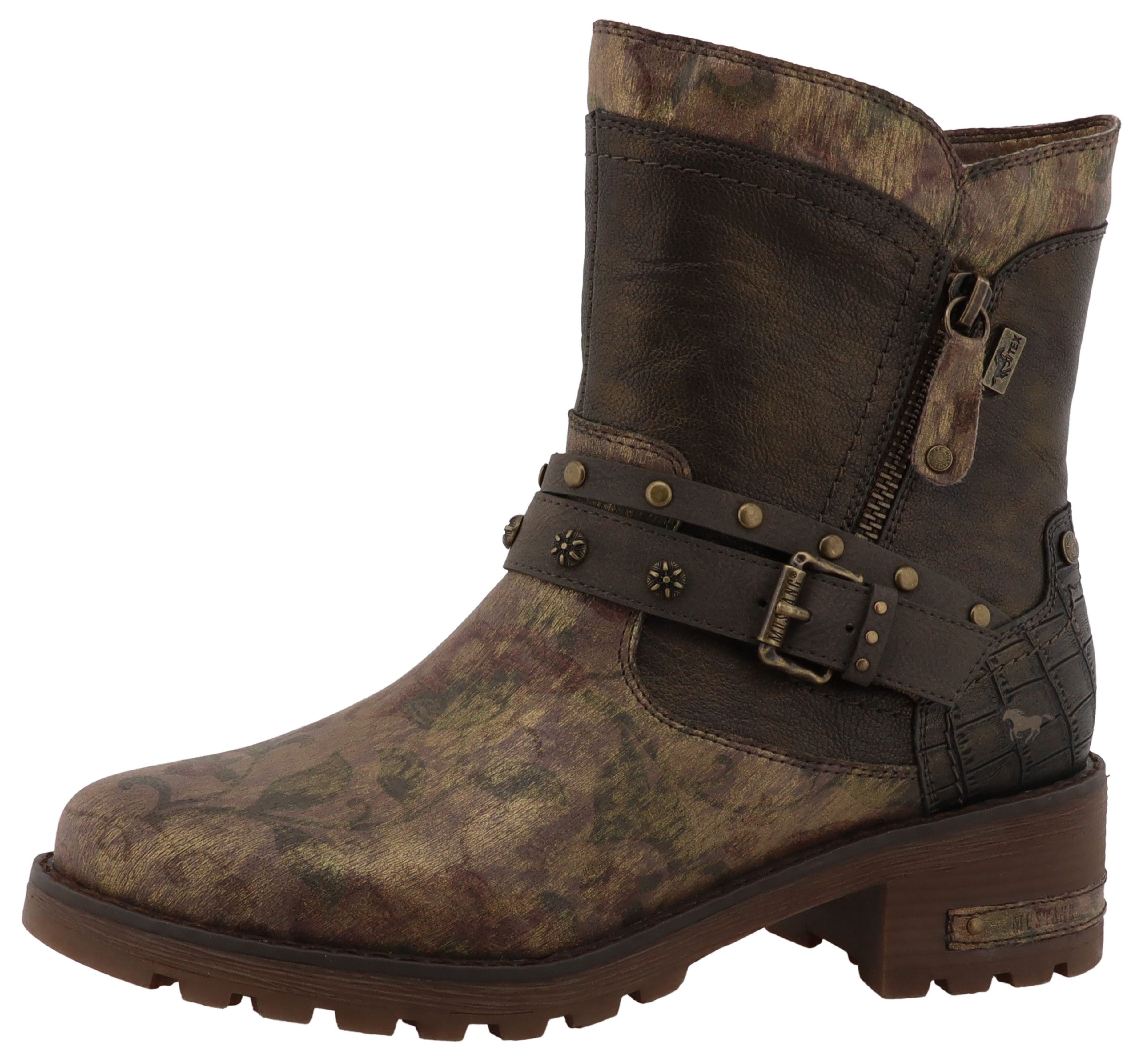 Mustang Shoes Haukea Winterboots Biker Boots mit Blockabsatz günstig online kaufen