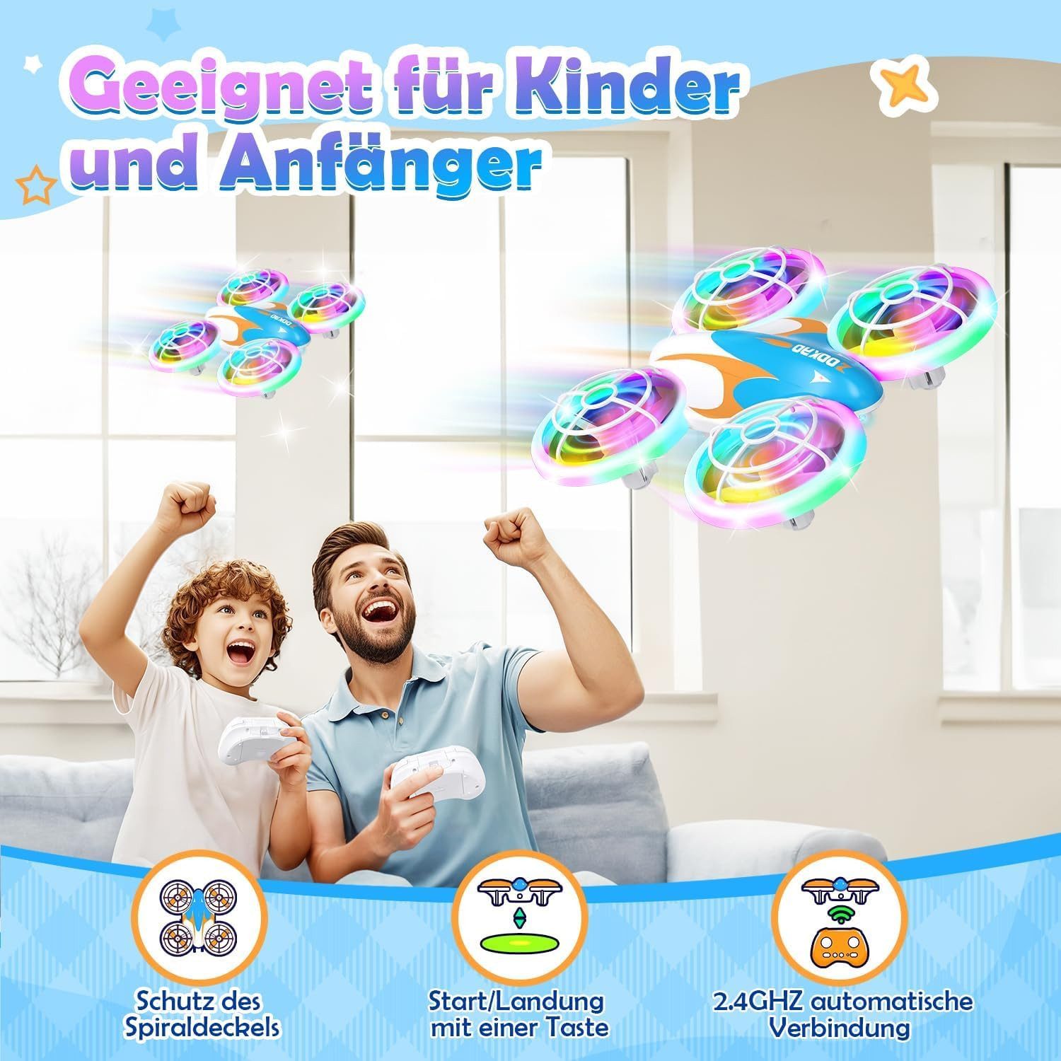 Rolipo Mini Drohne für Kinder, ab 6+ Jahre, Ostern & Geburtstags Geschenke Spielzeug-Drohne (RC Flugzeug for Kids und Anfänger Quadrocopter mit LED Lichter)