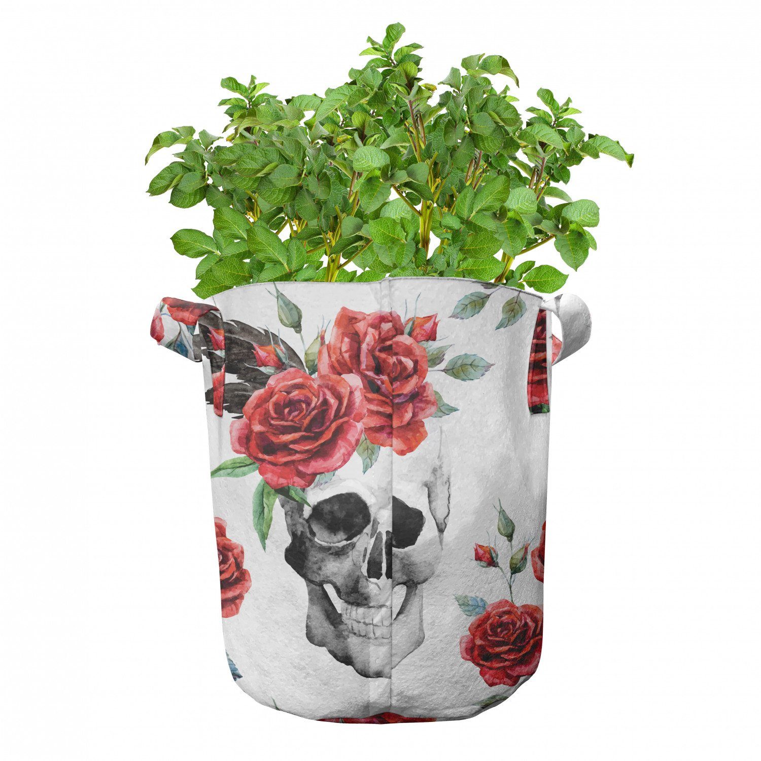 mit Aquarell Pflanzen, Abakuhaus Rose Pflanzkübel Griffen für hochleistungsfähig Gothic Stofftöpfe