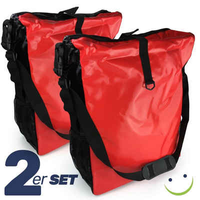 Gravidus Fahrradtasche 2x LKW-Plane Fahrradtasche Fahrrad Gepäckträgertasche Wasserdicht Rot