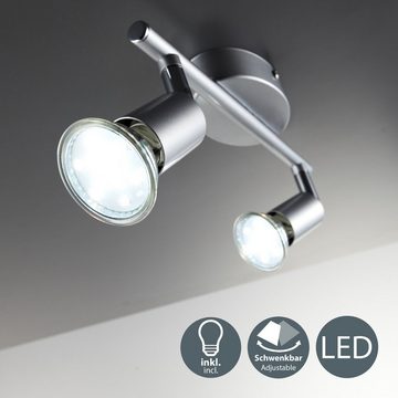 B.K.Licht LED Deckenleuchte, Leuchtmittel wechselbar, Warmweiß, LED Deckenlampe Wohnzimmer schwenkbar inkl. 3W 250lm GU10 Decken-Spot