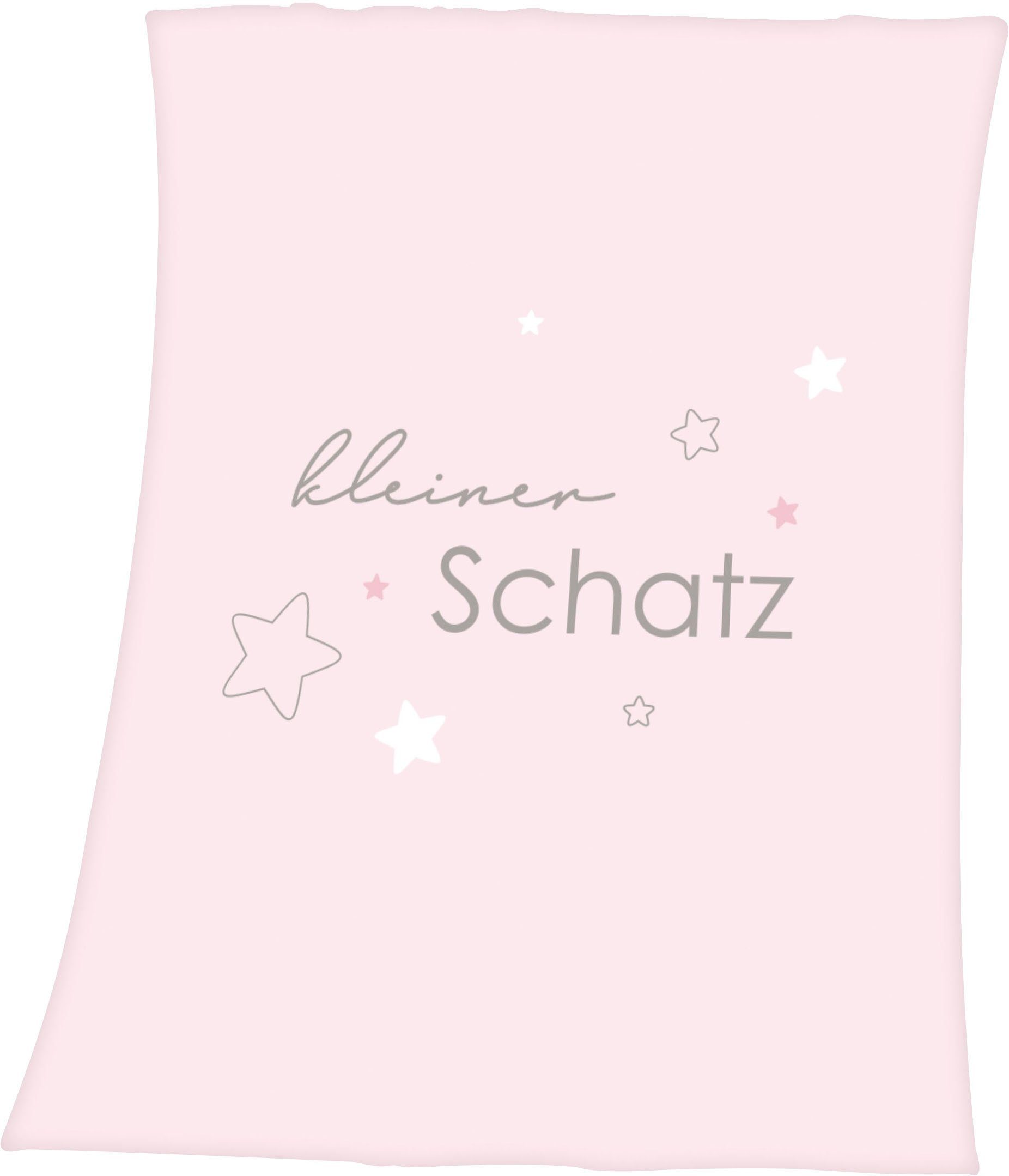 Babydecke Kleiner Schatz, Baby Best, Schriftzug, liebevollem rosé mit Kuscheldecke