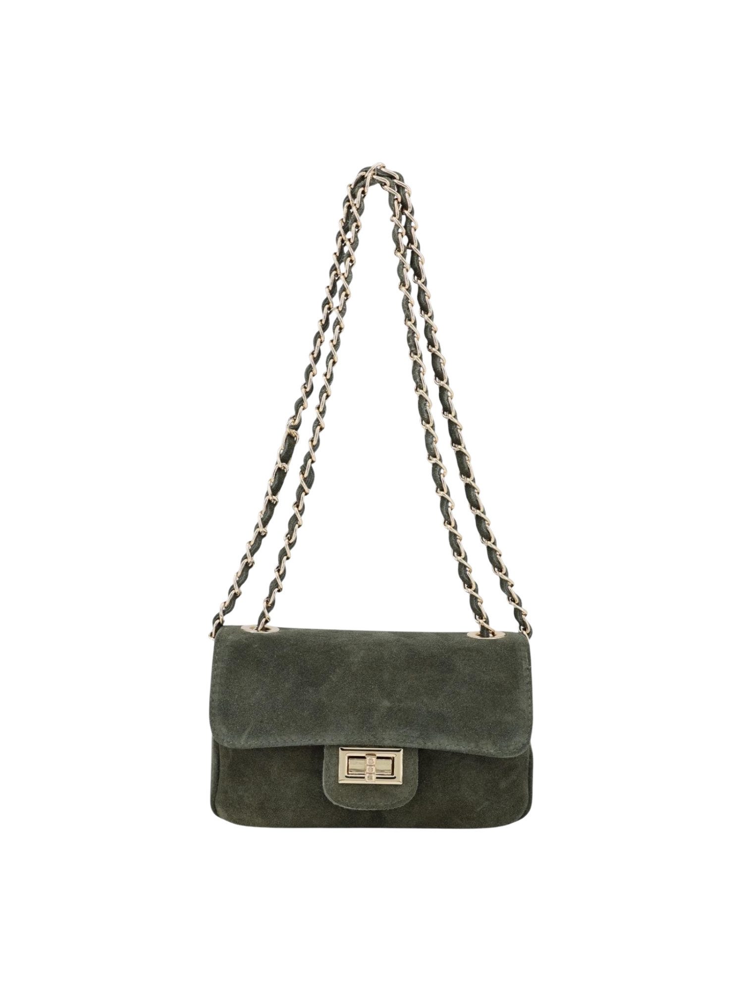 BRISE TASCHE Umhängetasche Kompakte Wildleder-Crossbody mit Kettenriemen, 100 % echtes Wildleder, kompakte Form, Reißverschluss-Innentasche