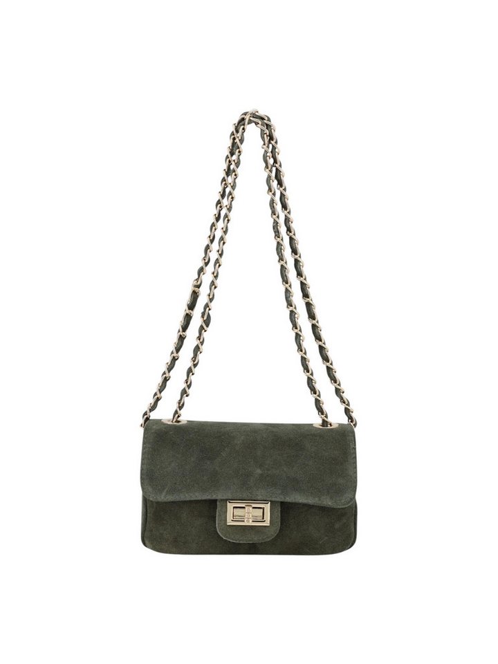 BRISE TASCHE Umhängetasche Kompakte Wildleder-Crossbody mit Kettenriemen, 100 % echtes Wildleder, kompakte Form, Reißverschluss-Innentasche