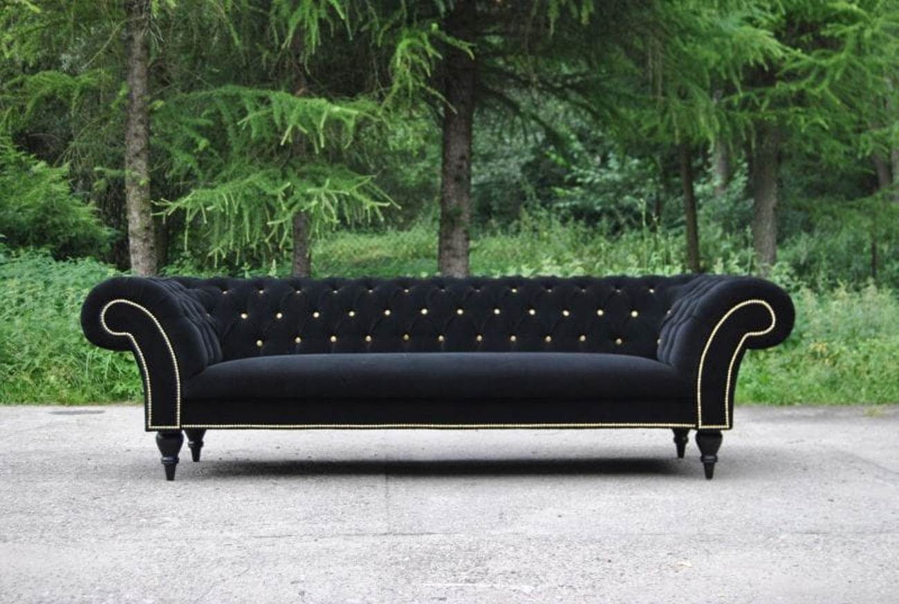 JVmoebel Chesterfield-Sofa Schwarzer Chesterfield Dreisitzer 3-er Couch Luxus Sofa Stilvoll Neu, Made in Europe