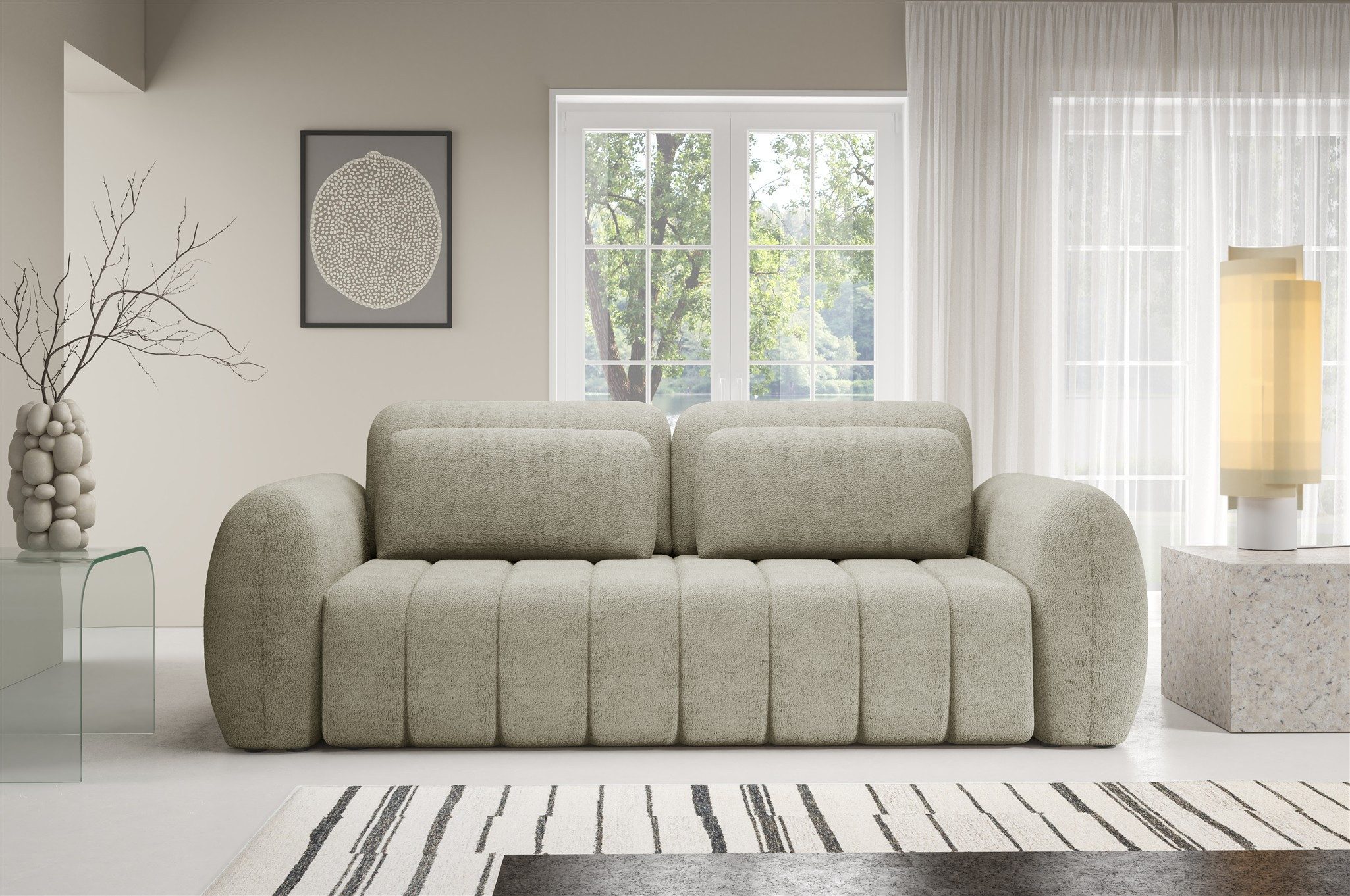 Fun Möbel 3-Sitzer Schlafsofa CARIA Sofa in Stoff Quelle, mit Bettkasten, Rundumbezug