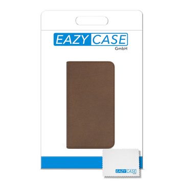 EAZY CASE Handyhülle Bookstyle Vintage für iPhone 8 Plus / iPhone 7+ 5,5 Zoll, Handy Klappcase mit Kartenfächer Kunstleder Handytasche Etui Braun