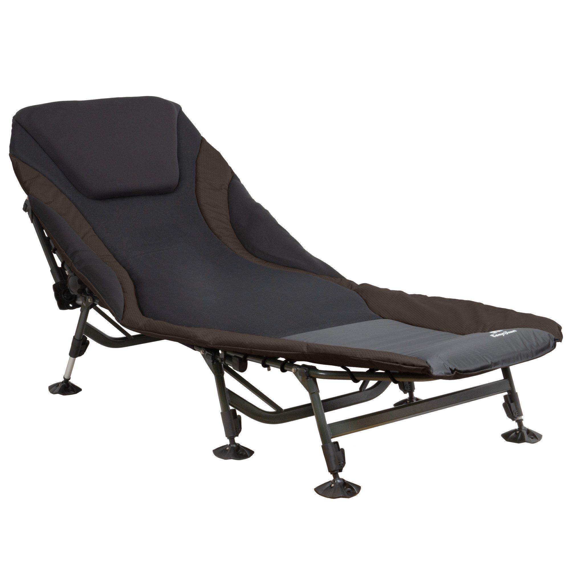 CampFeuer Angelliege Karpfenliege XXL 207 x 88 x 30-106 cm, Braun, Campingliege mit 8 Beine