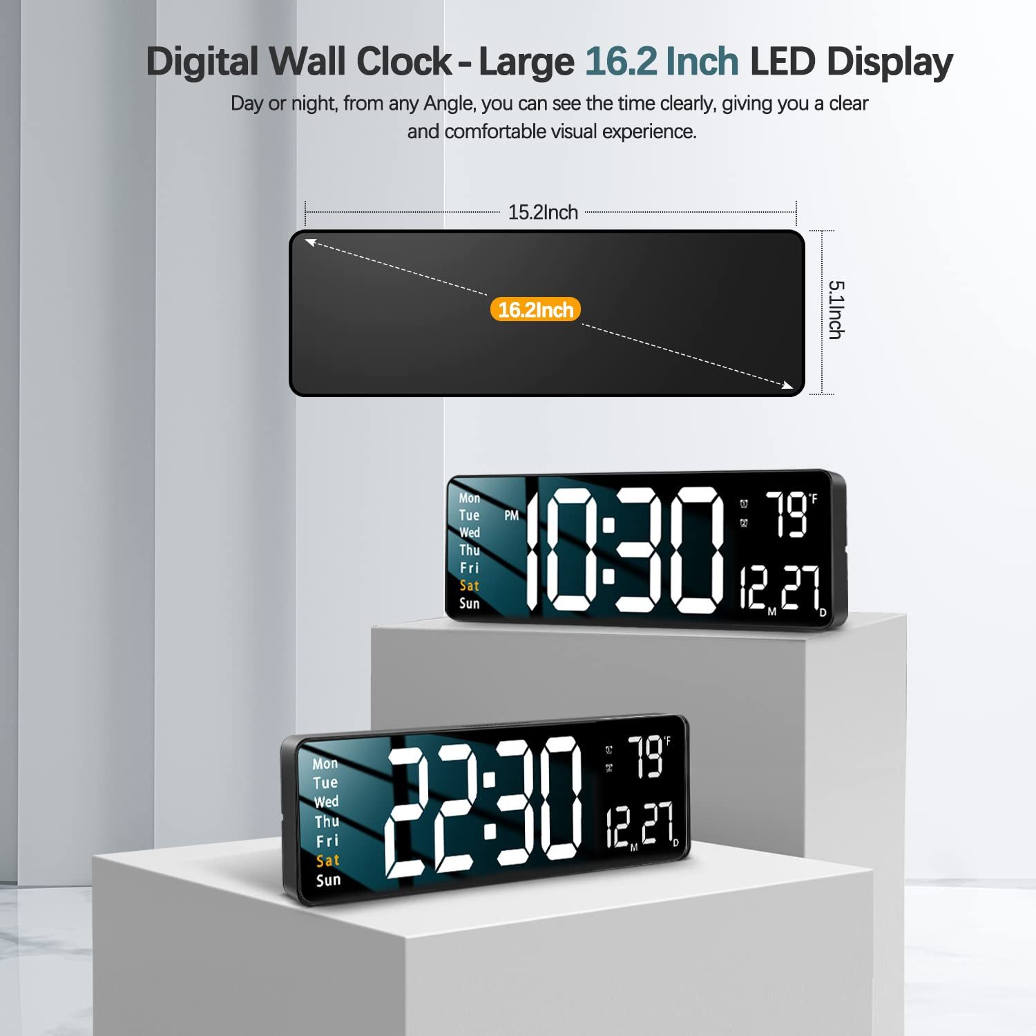 ZEUOPQ Wanduhr 16-Zoll Wanduhr LED-Digitalwecker mit günstig online kaufen
