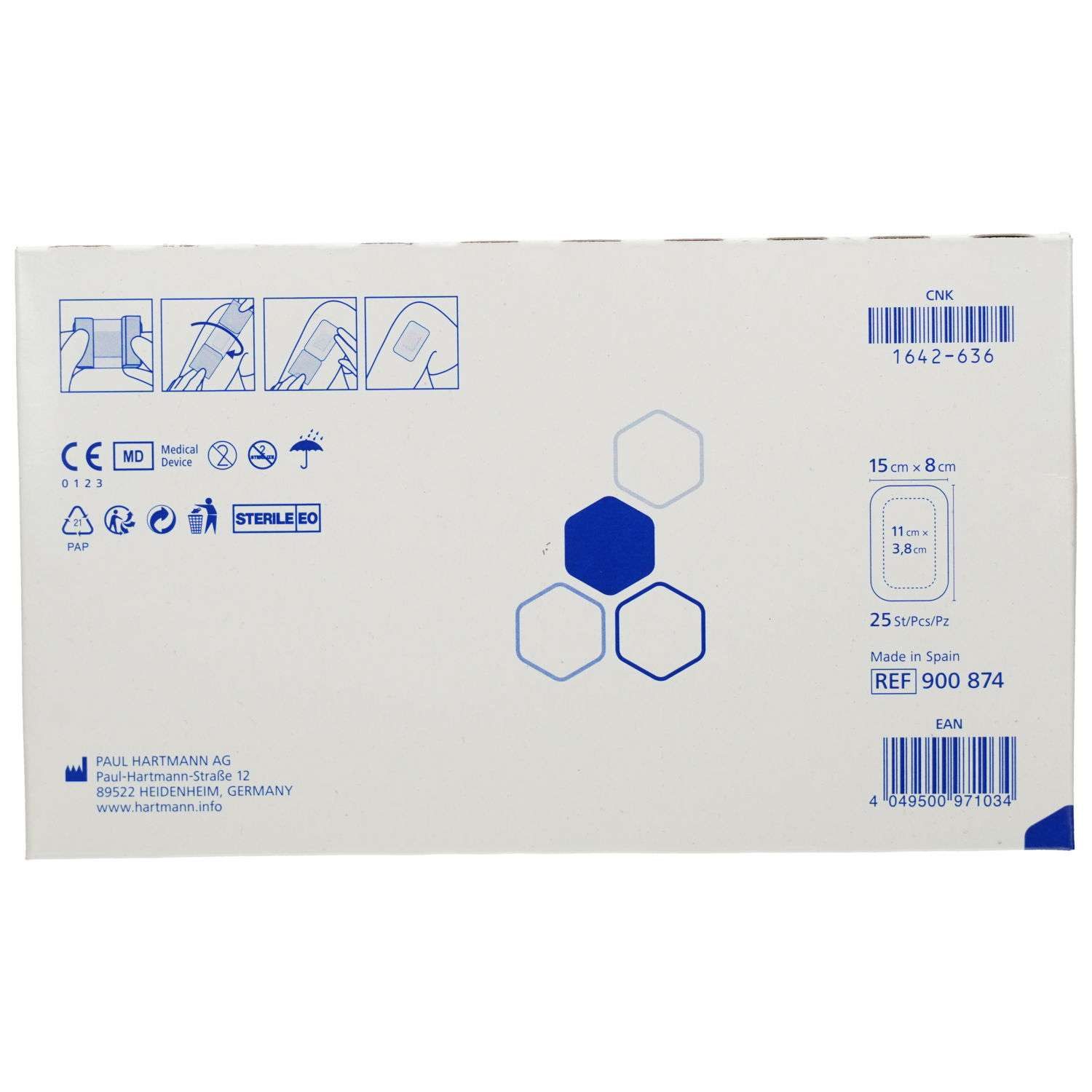 HARTMANN Wundpflaster steril Wundverband 15 x 8cm 25 Stk. PZN 4049500971034