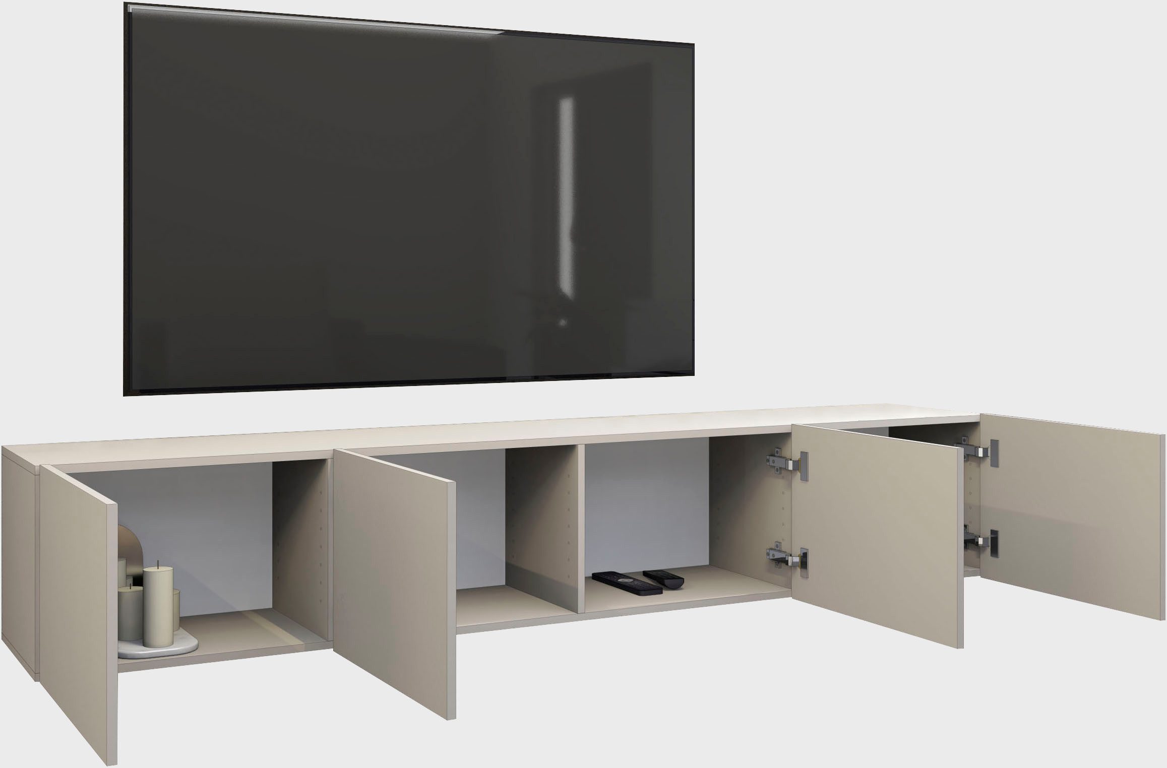 borchardt Möbel Lowboard Sophia, TV-Schrank mit 4 Türen, hängend oder stehend, Breite 200 cm mit 4 Türen, stehend und hängend