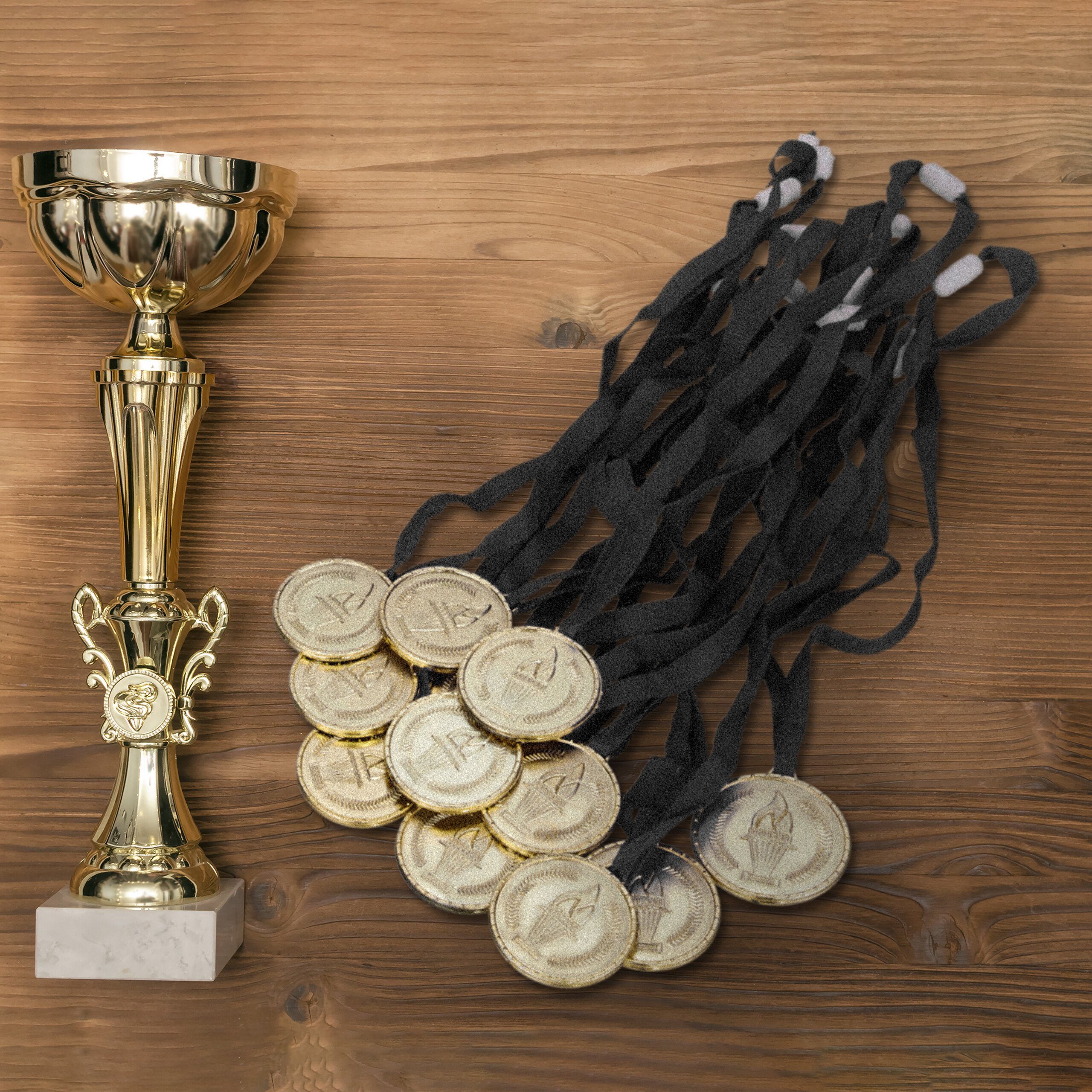 relaxdays Dekoobjekt Gold Medaille für Kinder 12er Set günstig online kaufen
