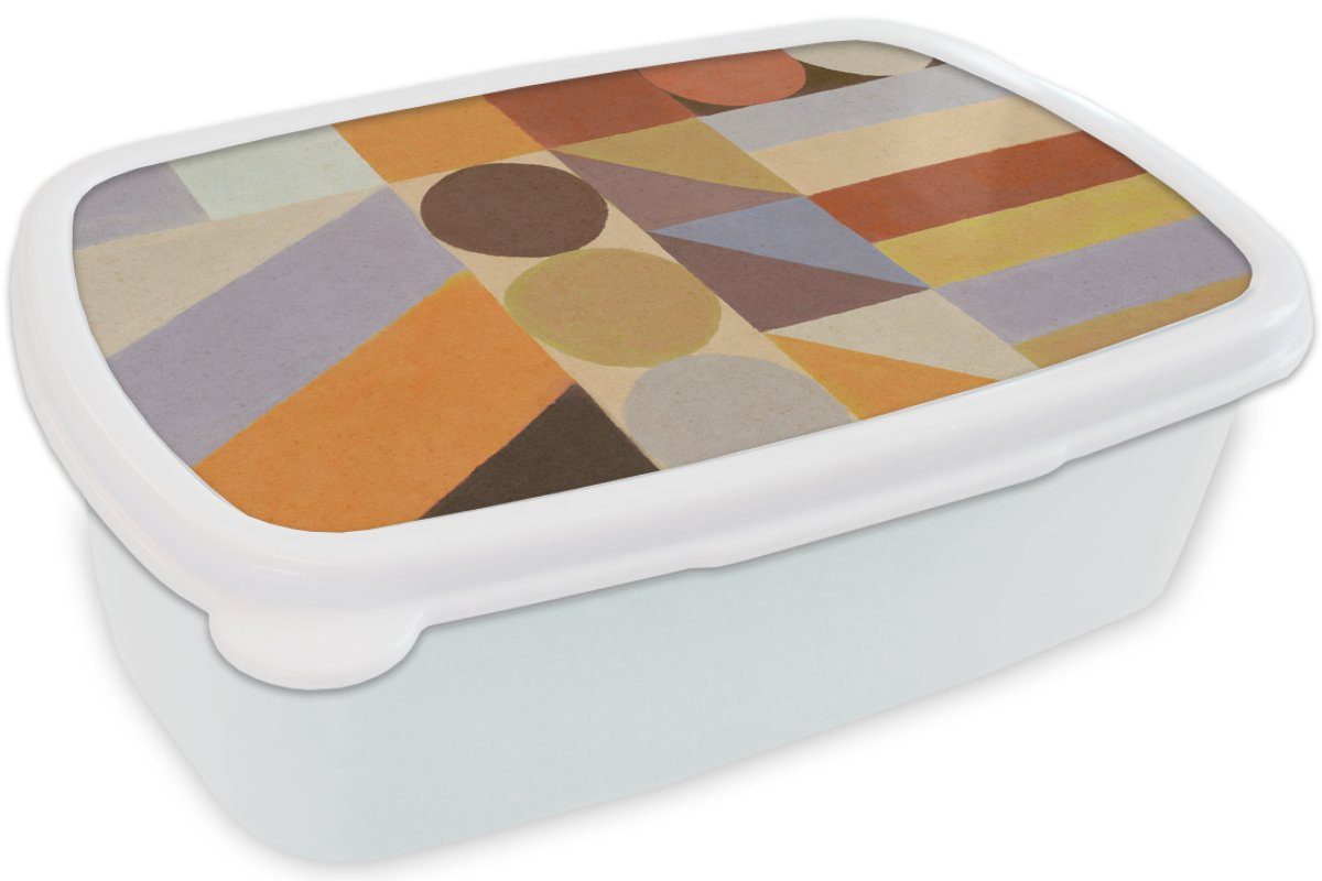 MuchoWow Lunchbox Mädchen - - weiß für Farben Jungs und Kinder Formen Brotbox (2-tlg), und Pastell, Erwachsene, Geometrie Kunststoff, Brotdose, - für