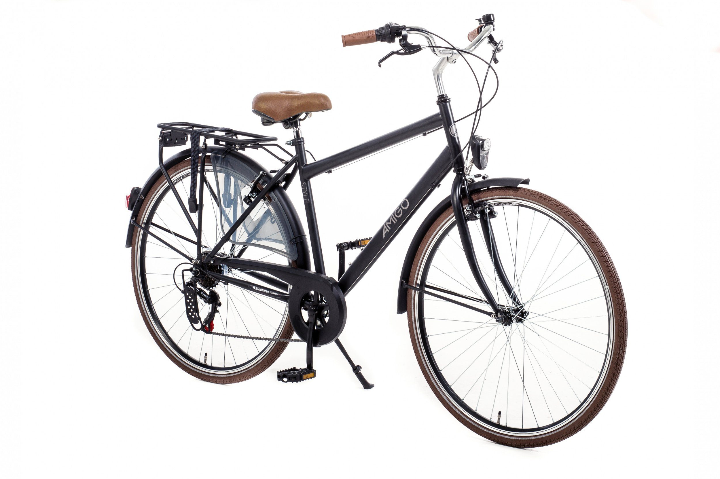 AMIGO Cityrad »28 Zoll Herren Citybike-Fahrrad 6G Felgenbremse  Mattschwarz«, 6 Gang Shimano