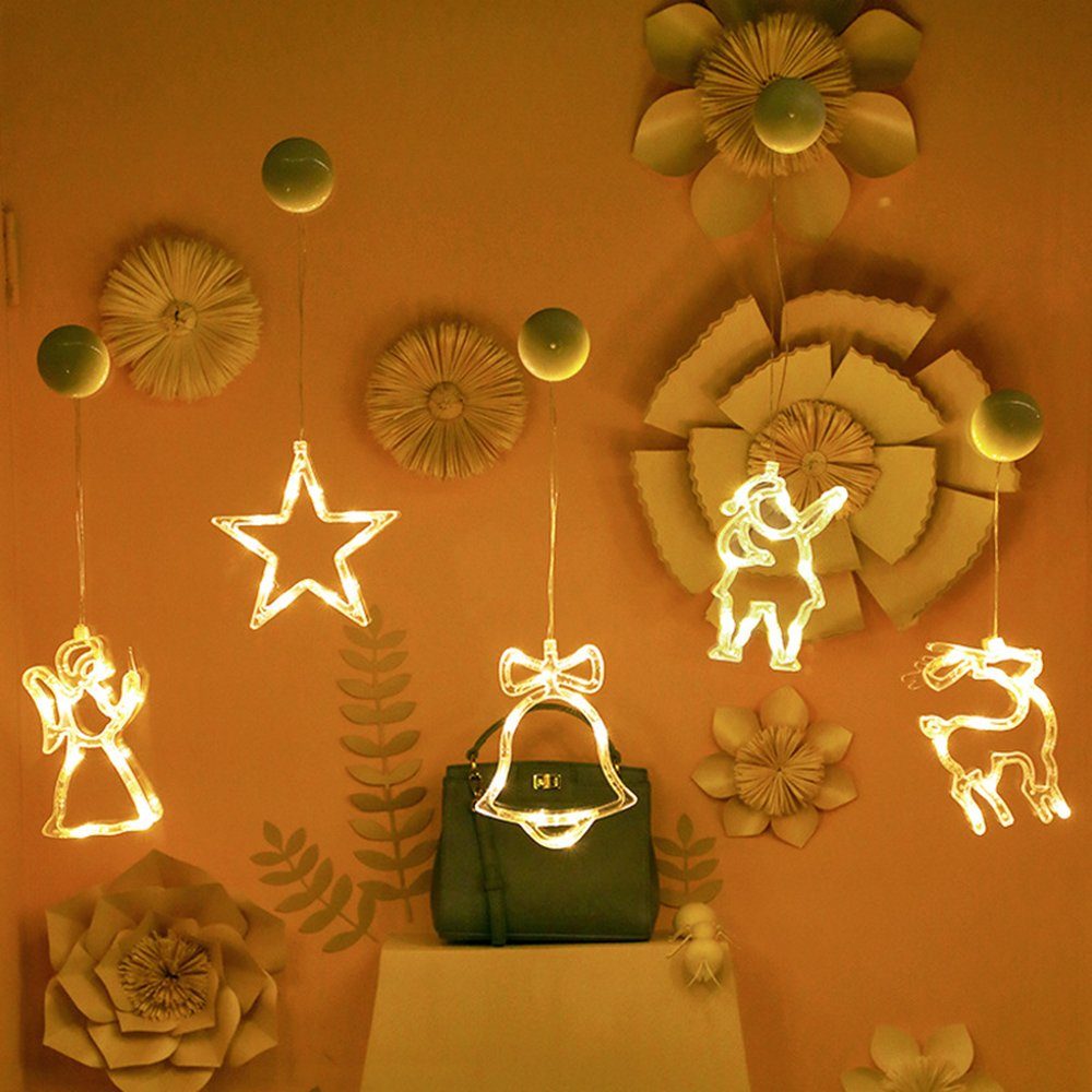 MUPOO LED-Lichterkette LED Lichtervorhang Deko,Balkon,Party,Hochzeit Saugnäpfe,LED-Lichterkette mit Weihnachten, Lichternetz,Weihnachten Weihnachtsbaum Lichterkette Batterie LED