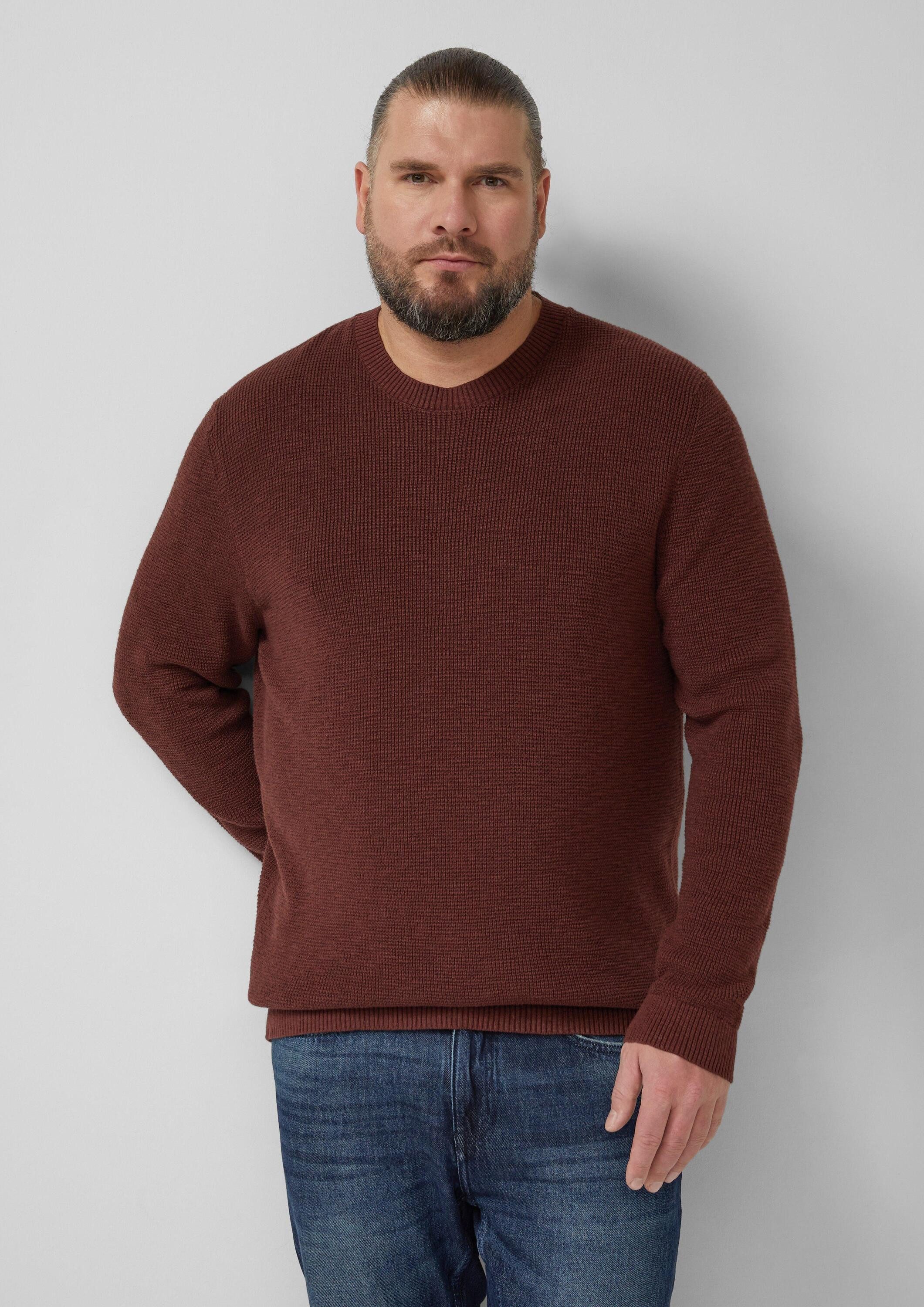 s.Oliver Longpullover Strickpullover Strickpullover mit Crew Neck und Struk günstig online kaufen