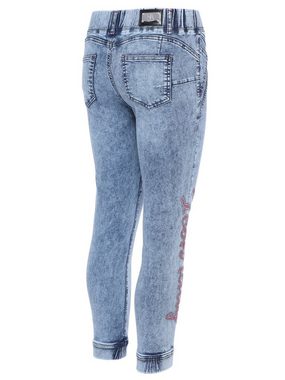 Sarah Kern Skinny-fit-Jeans Röhrenjeans koerpernah mit seitlicher Nietenverzierung