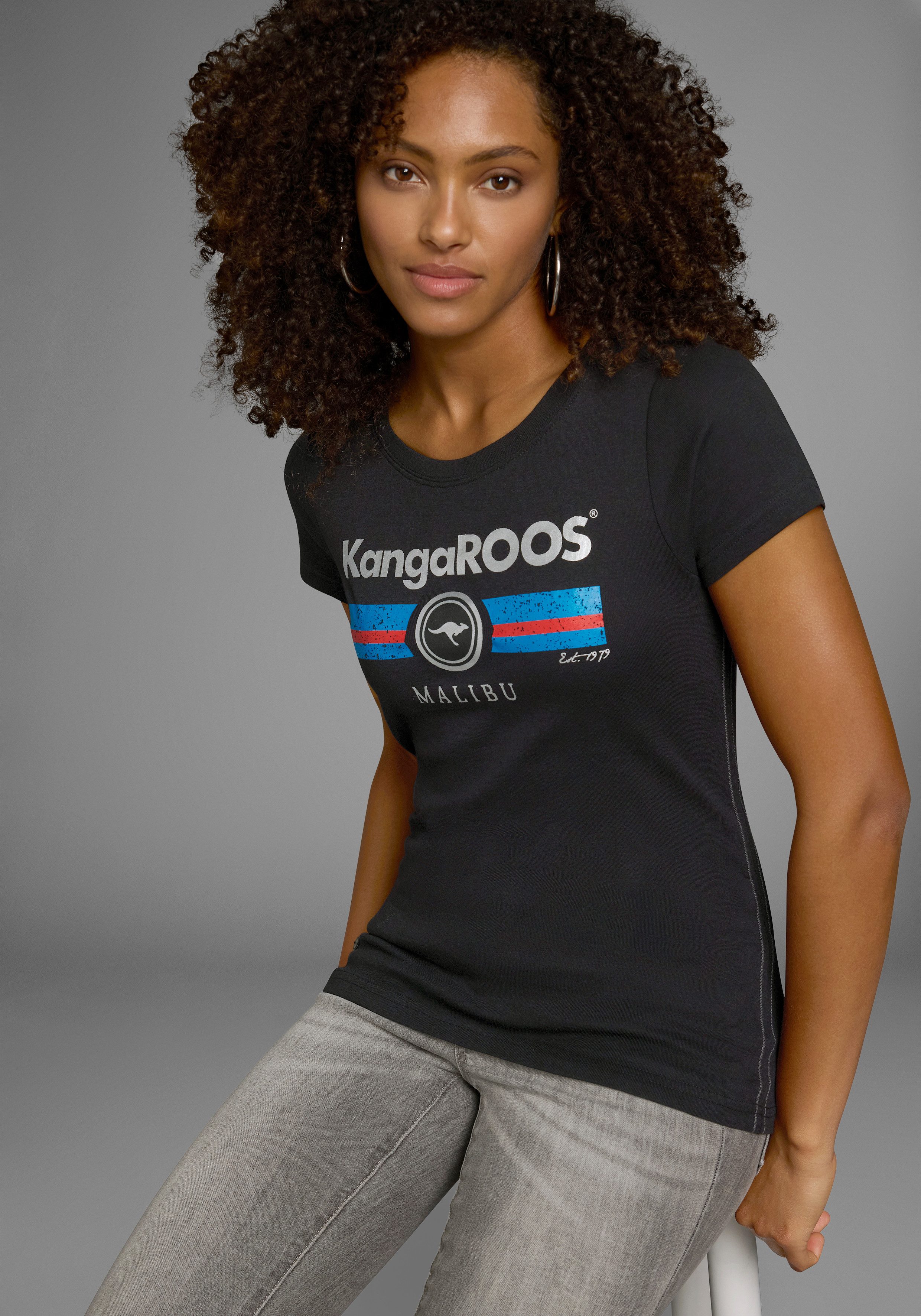 KangaROOS T-Shirt Kurzarm, unifarben und bedruckt, Rundhalsausschnitt günstig online kaufen