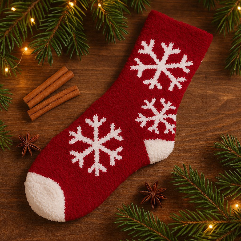 what the shop Kuschelsocken Weihnachts Kuschelsocken Merry Christmas 36–42 Geschenkverpackung Flauschige Weihnachtsfreude zum Verschenken