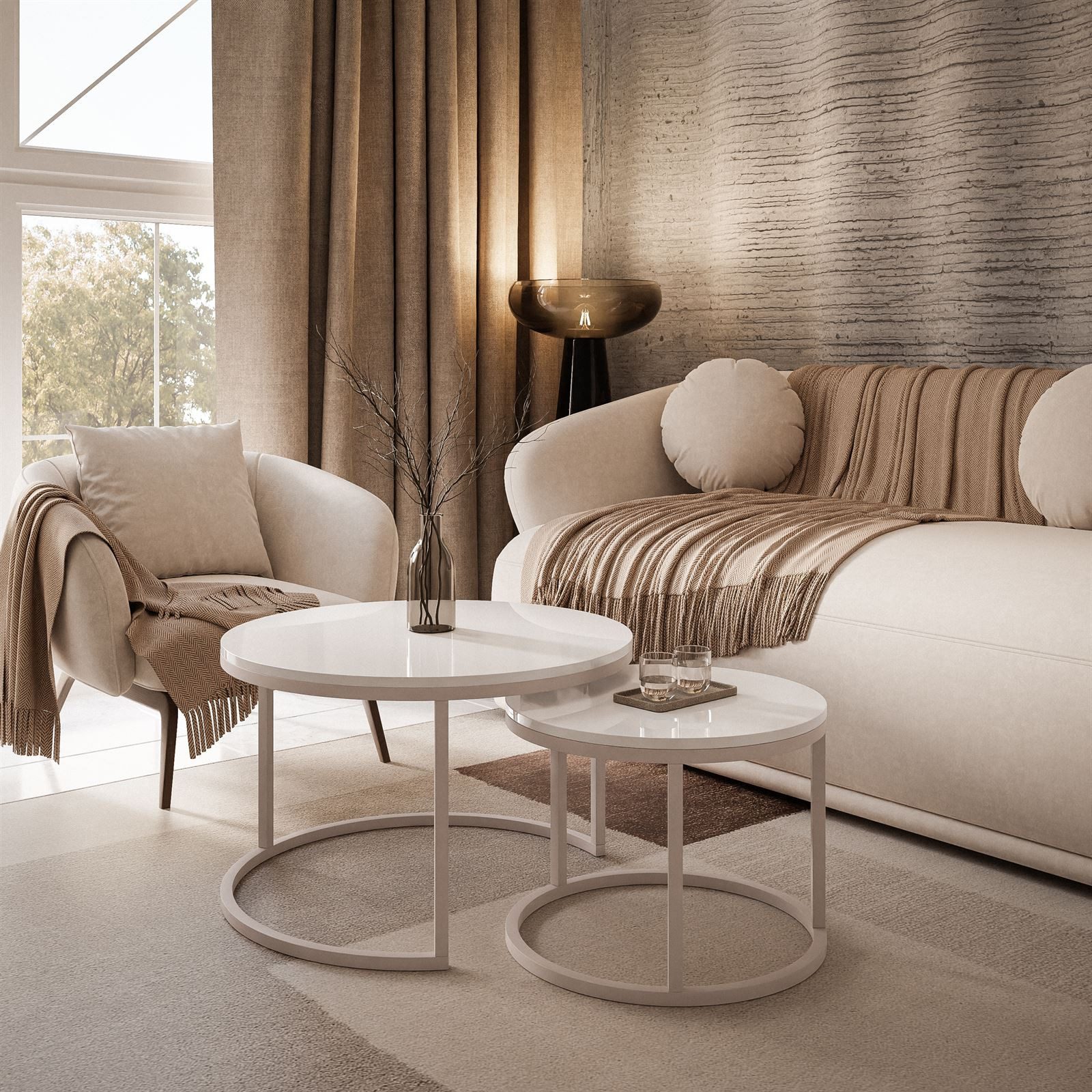 Lookway Couchtisch CIRI 2in1 KASCHMIR (2er-Set), Durchmesser: ⌀70 cm und ⌀5 günstig online kaufen