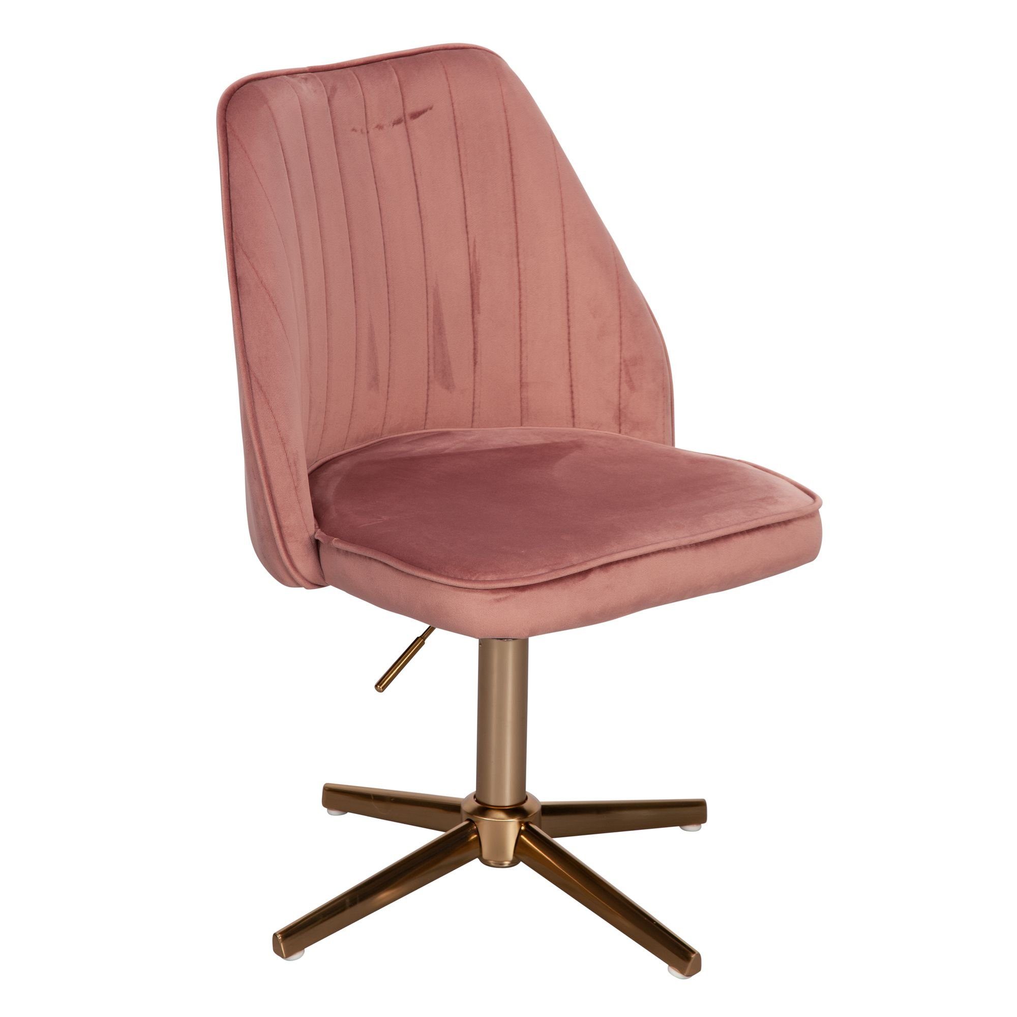 120 Schreibtischstuhl Höhenverstellbar, Rosa, (Samt Design Drehstuhl Drehbar FINEBUY FB24208 | Pink Lehne), Schalenstuhl mit kg Rosa Drehbar