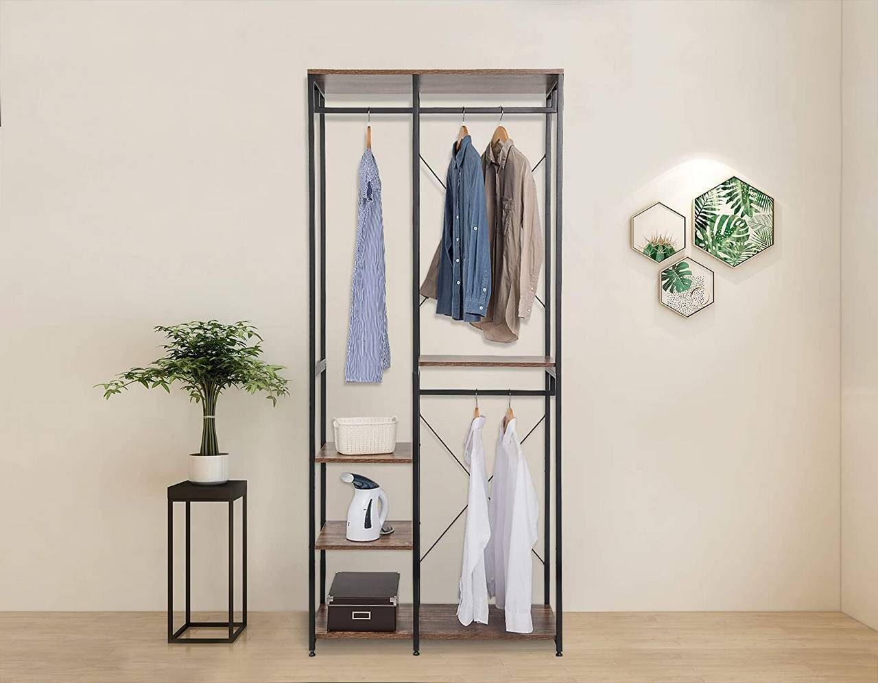 Woltu Garderobenständer, (1 St), Kleiderständer mit Ablage, aus Holz und St günstig online kaufen