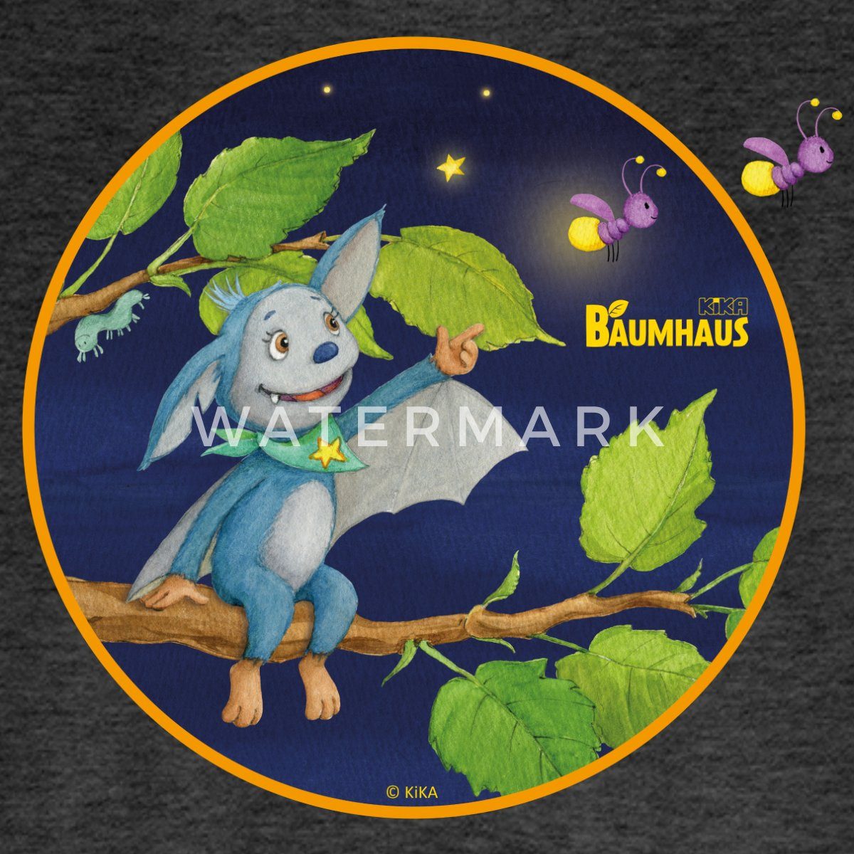 Spreadshirt T-Shirt KiKA-Baumhaus mit Fidi Sitzt auf Ast Kinder Premium Langarmshirt (1-tlg)