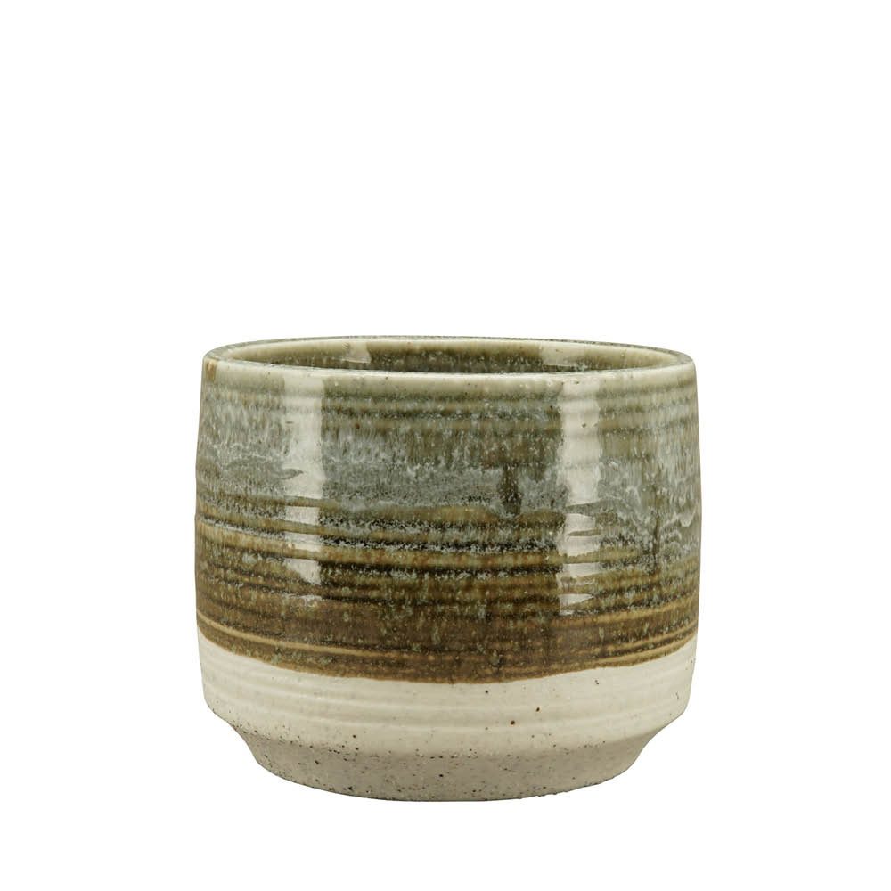 finehomegarden Blumentopf Blumentopf / Übertopf Stone „ECOLO“ grün/natur H7,5 cm + 11 cm (1 St), Übertopf in Steinoptik Grün/Natur für Mini-Pflanzen 2Größen wählbar
