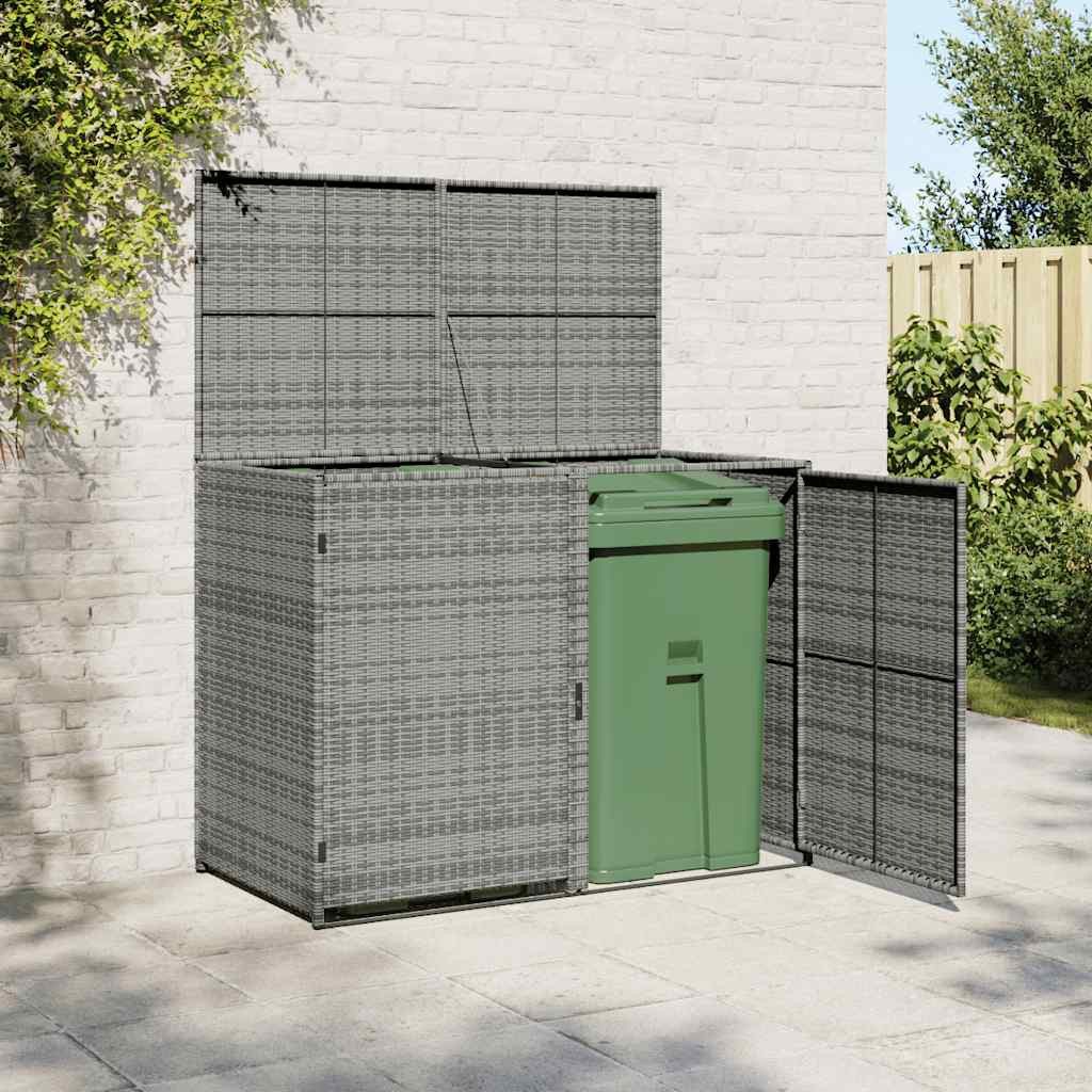 vidaXL Gartenhaus Mülltonnenbox für 2 Tonnen Poly Rattan Anthrazit 148×77×111 cm