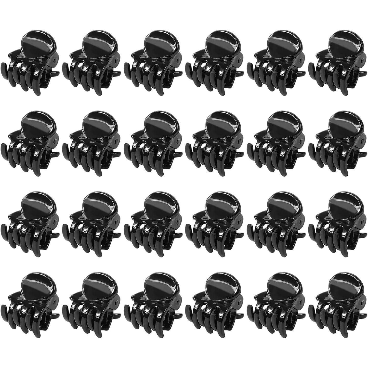LuxusKollektion Haarklammer Mini Haarspangen 24 Stück Kunststoff Haarclips Schwarz Rutschfester