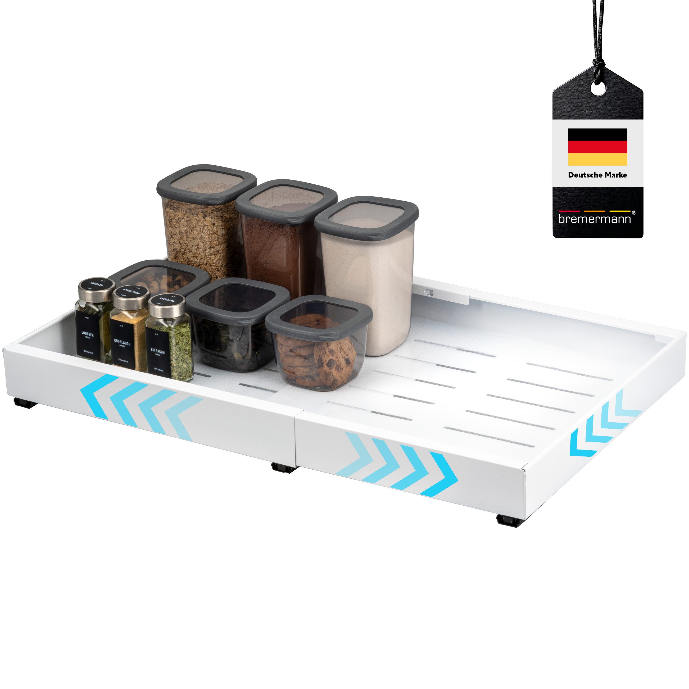 bremermann Teleskopauszug mit Einlegeboden, ausziehbar, Breite von 43-67 cm, weiß