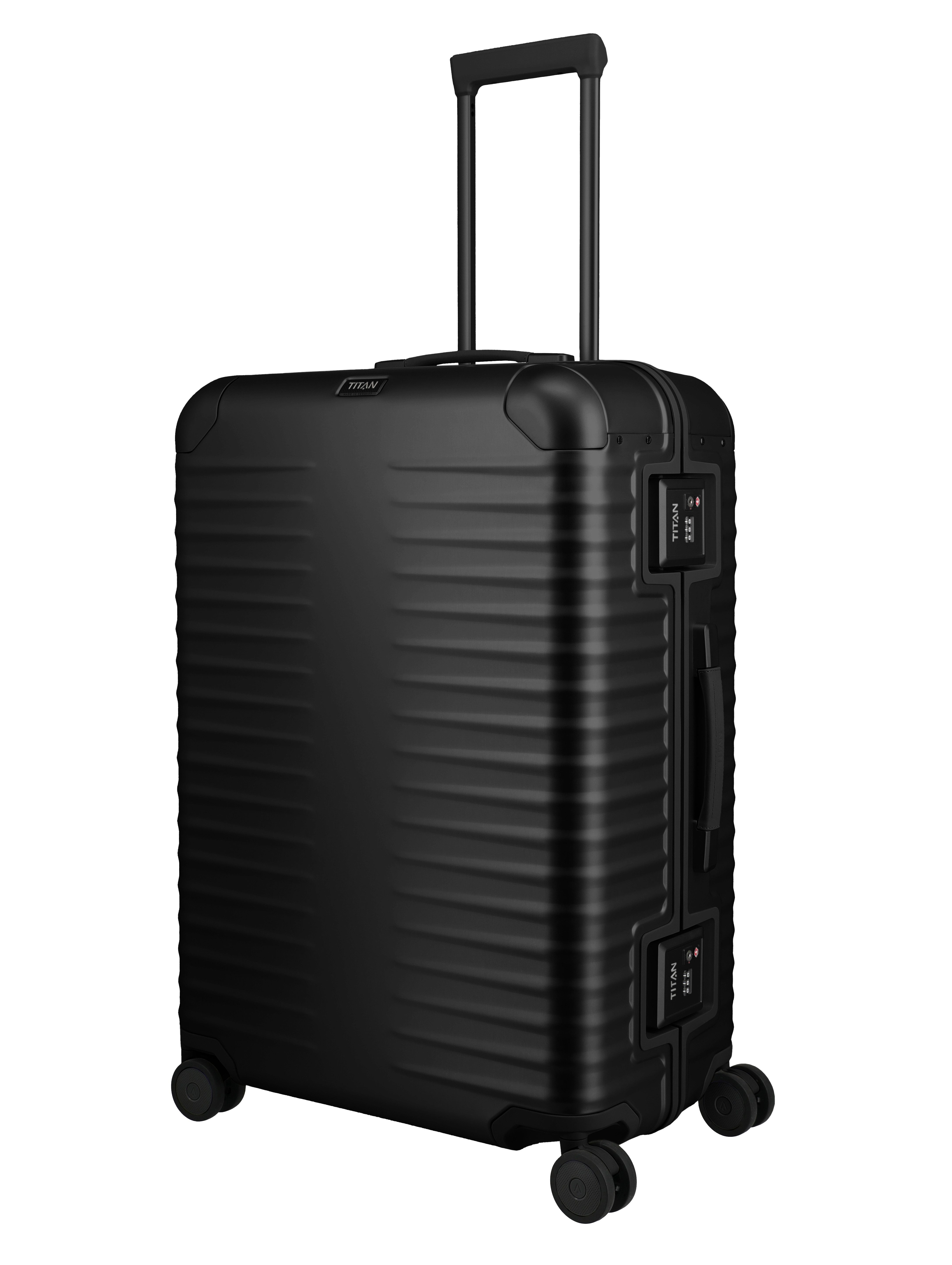 TITAN - Made in Germany Trolley ETERNITY L Aluminium Reisekoffer Made in Germany, 4 Rollen, 100 % Aluminium, Smart Frame und Echtledergriffe