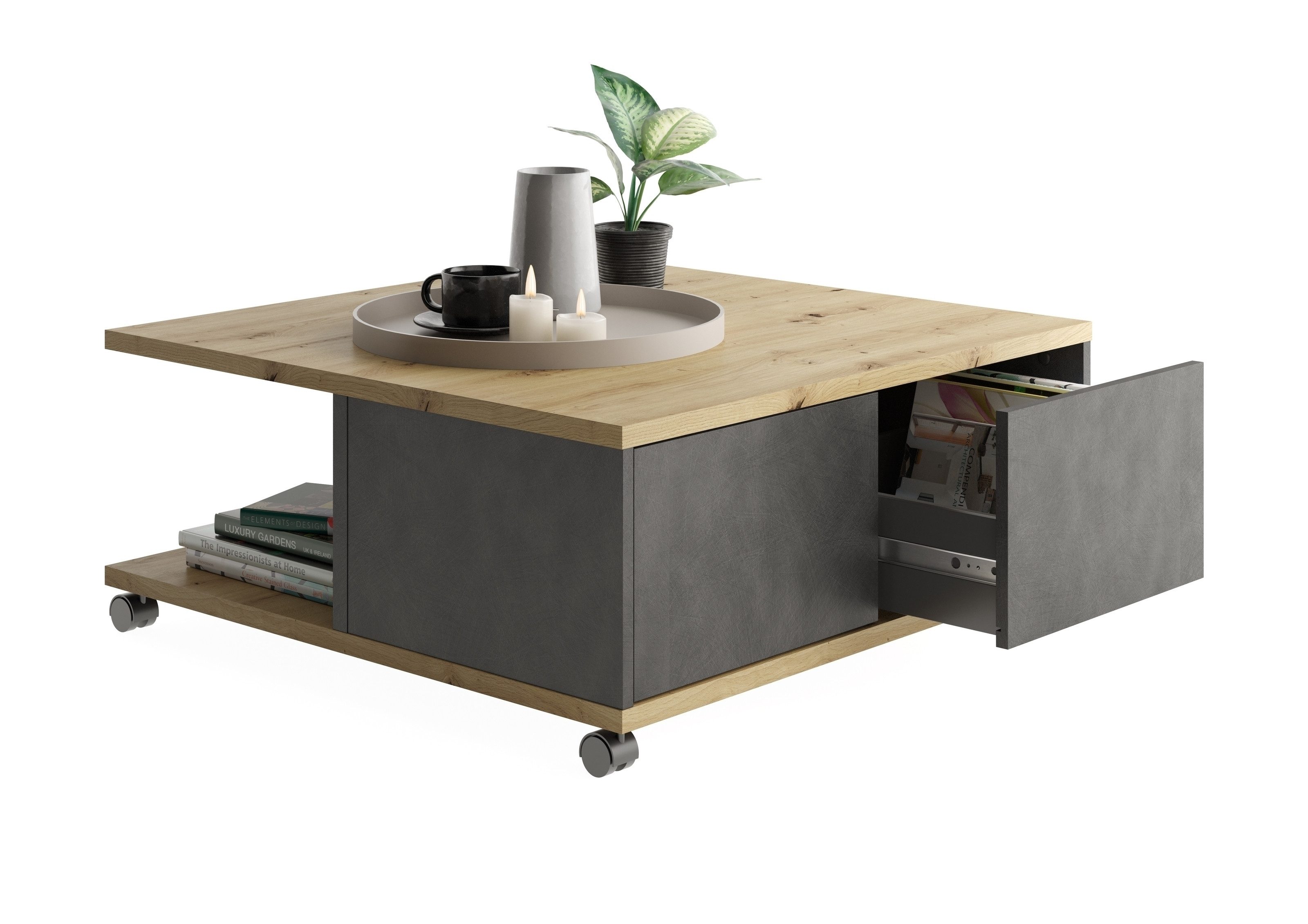 PREISBRECHER Couchtisch TWIN 1, in Matera-Artisan Eiche - 70x36x70cm (BxHxT günstig online kaufen