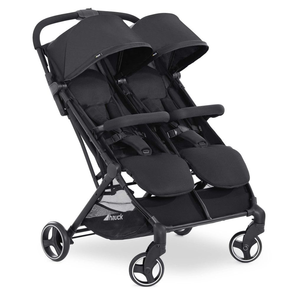 Hauck Zwillingsbuggy Swift X Duo - Black, Geschwister Buggy Zwillingsbuggy Einhändig Faltbar Kompakt faltbar