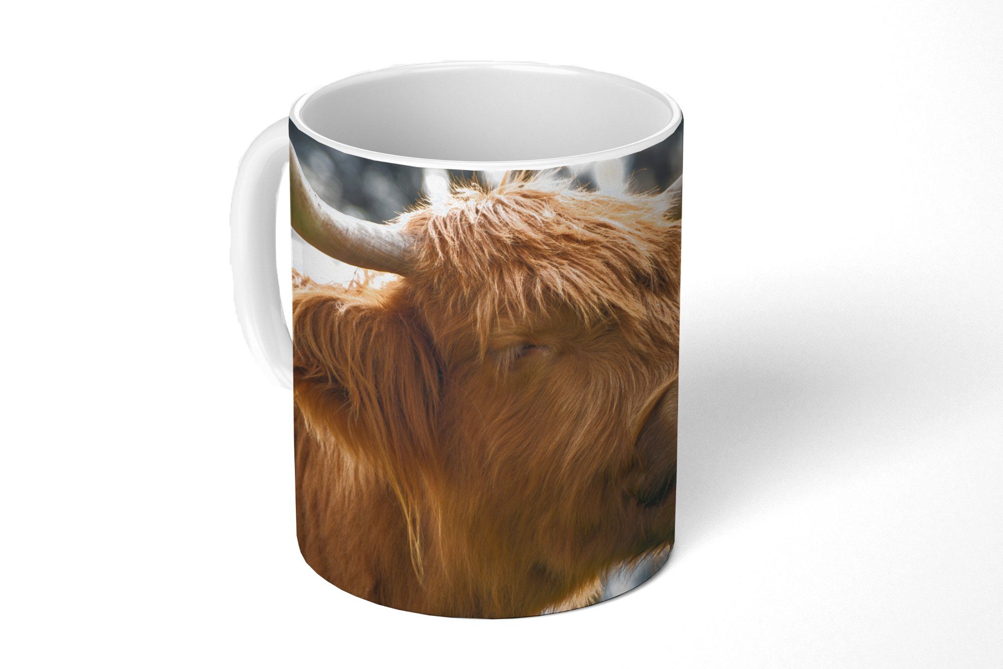 MuchoWow Tasse Schottischer Hochländer - Hoorn - Natur, Keramik, Kaffeetassen, Teetasse, Becher, Teetasse, Geschenk