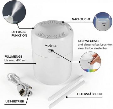 MAXXMEE Luftbefeuchter MAXXMEE Diffuser Luftbefeuchter, Mit LED-Farbwechsel und Nachtlicht-Funktion - USB Funktion - Wohlfühlklima in deinen Räumen