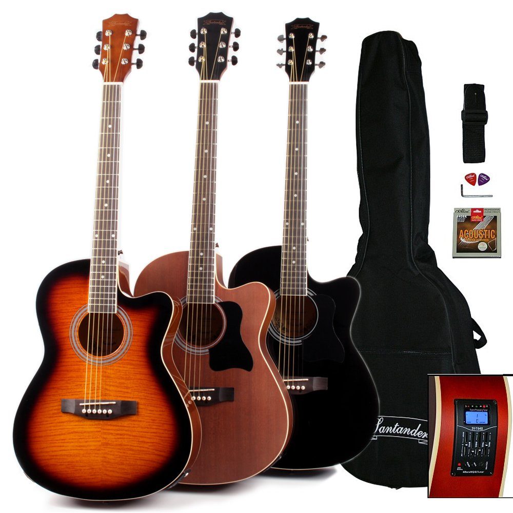 Santander Akustikgitarre WS 55, inkl. Tasche, Gurt, Plektren und Saitensatz