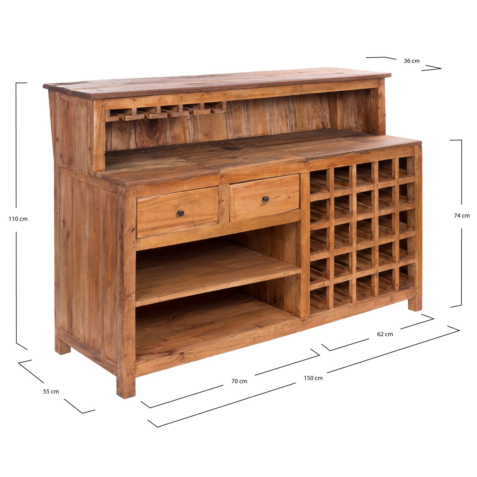 DESIGN DELIGHTS Barschrank BARSCHRANK "PUREWOOD", 150x110x55cm günstig online kaufen