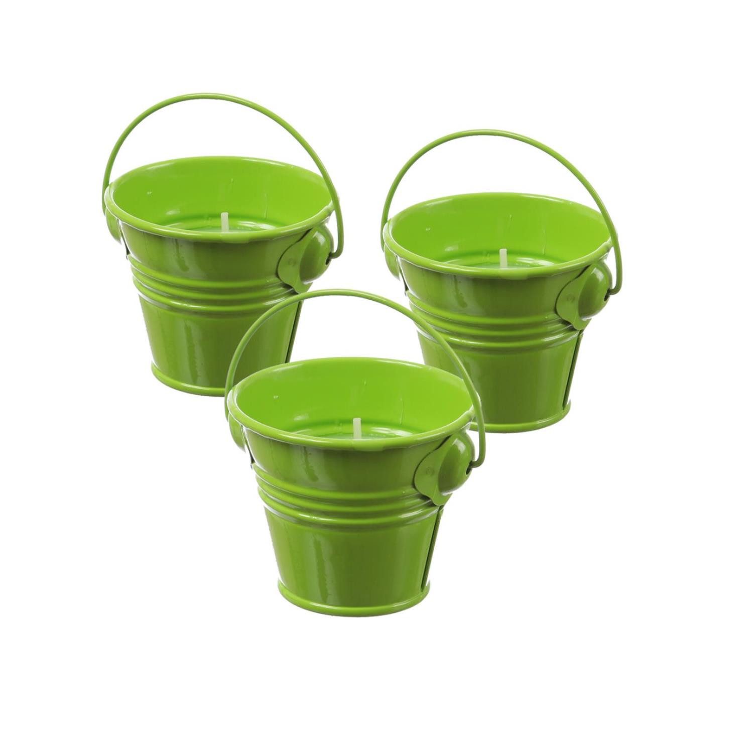 MARELIDA LED-Kerze Duftkerzen Citronella Garten Balkon Outdoorkerzen im Metalleimer 3St. (3-tlg)