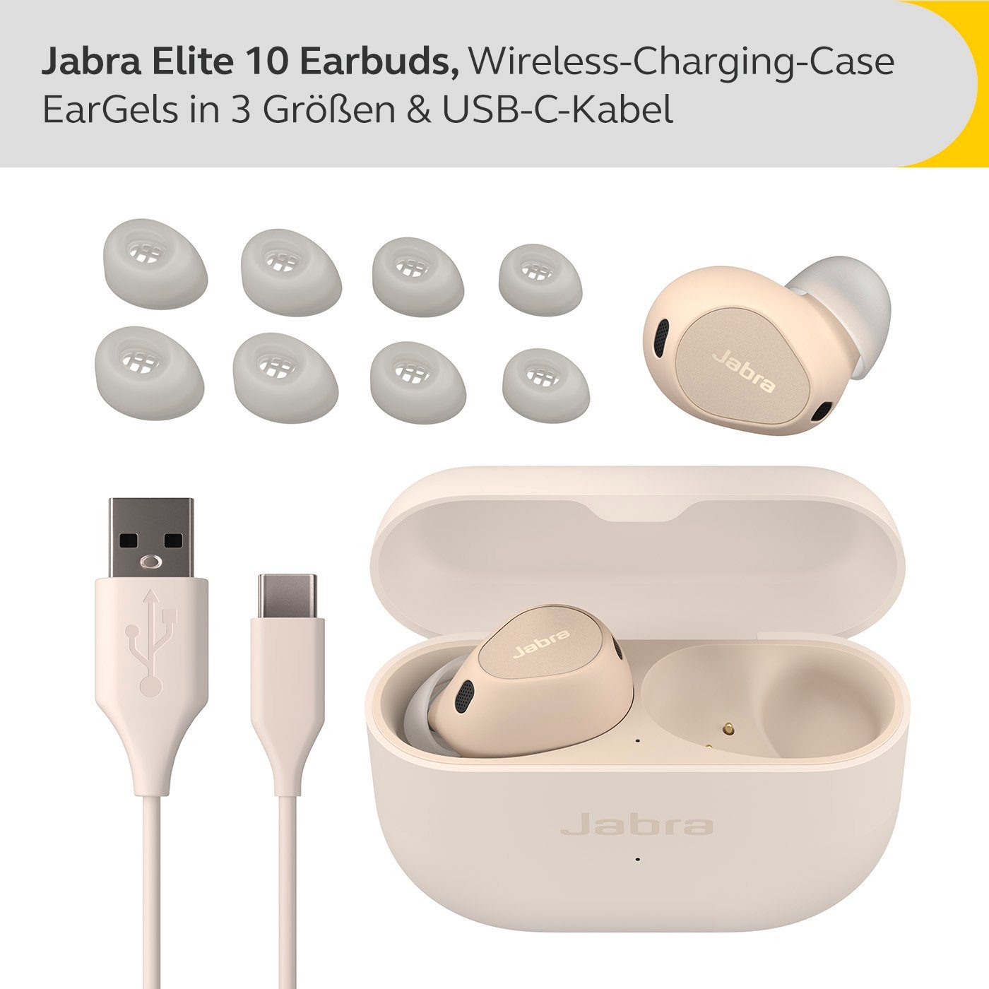 Jabra Elite 10 wireless Cancelling (Active (ANC), Transparenzmodus, A2DP Champagne In-Ear-Kopfhörer Multi-Point-Verbindung, Noise Bluetooth)