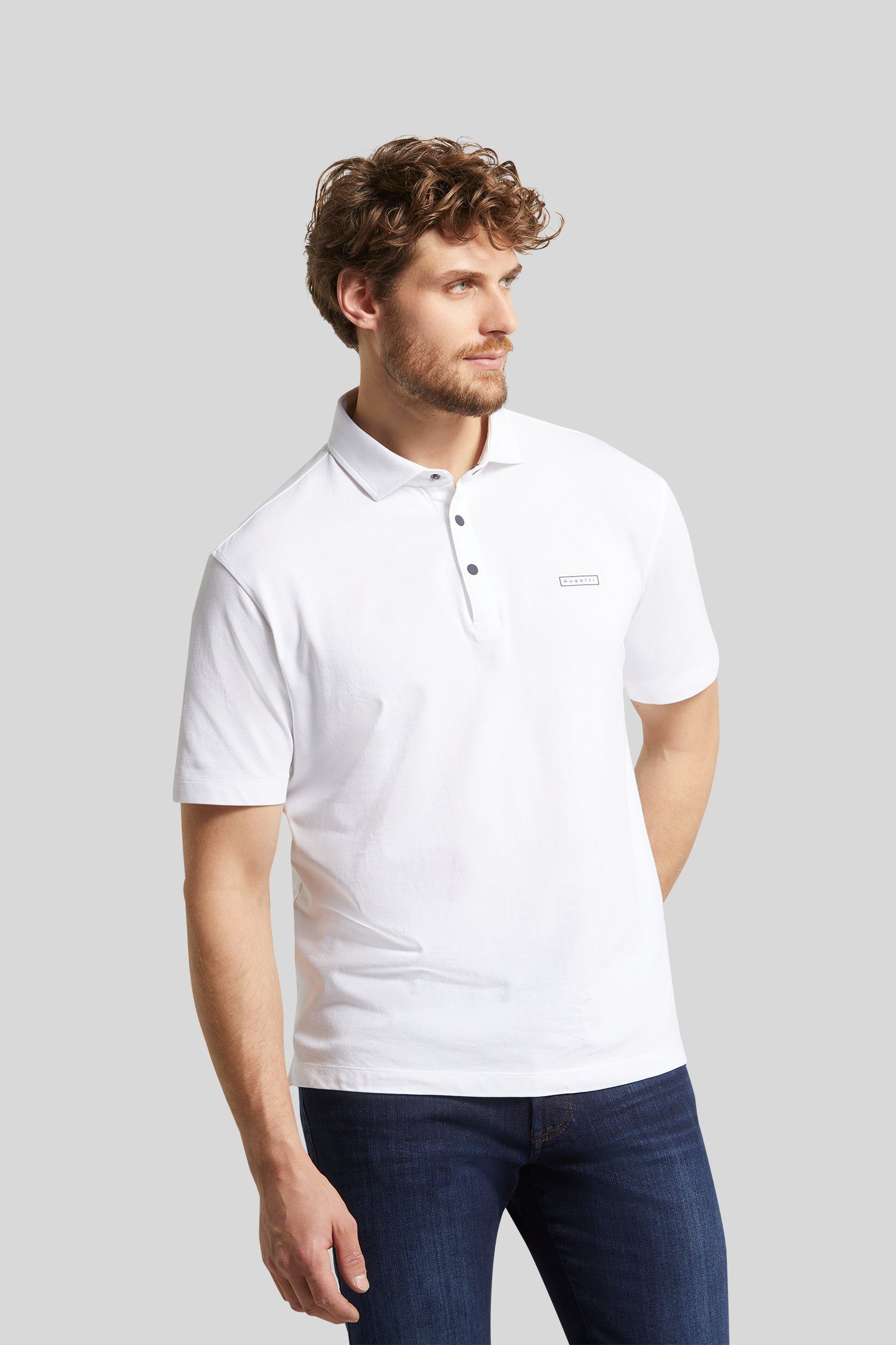 Poloshirt mit Druckknöpfen gummierten bugatti