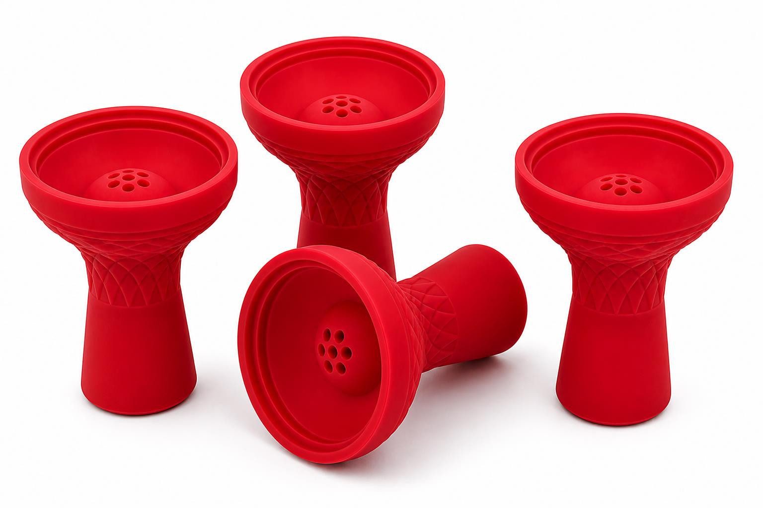 BAYLI Anzündkamin BAYLI Shisha Köpfe Silikon 4 Stück Rot – 7 Loch System, gleichmäßige