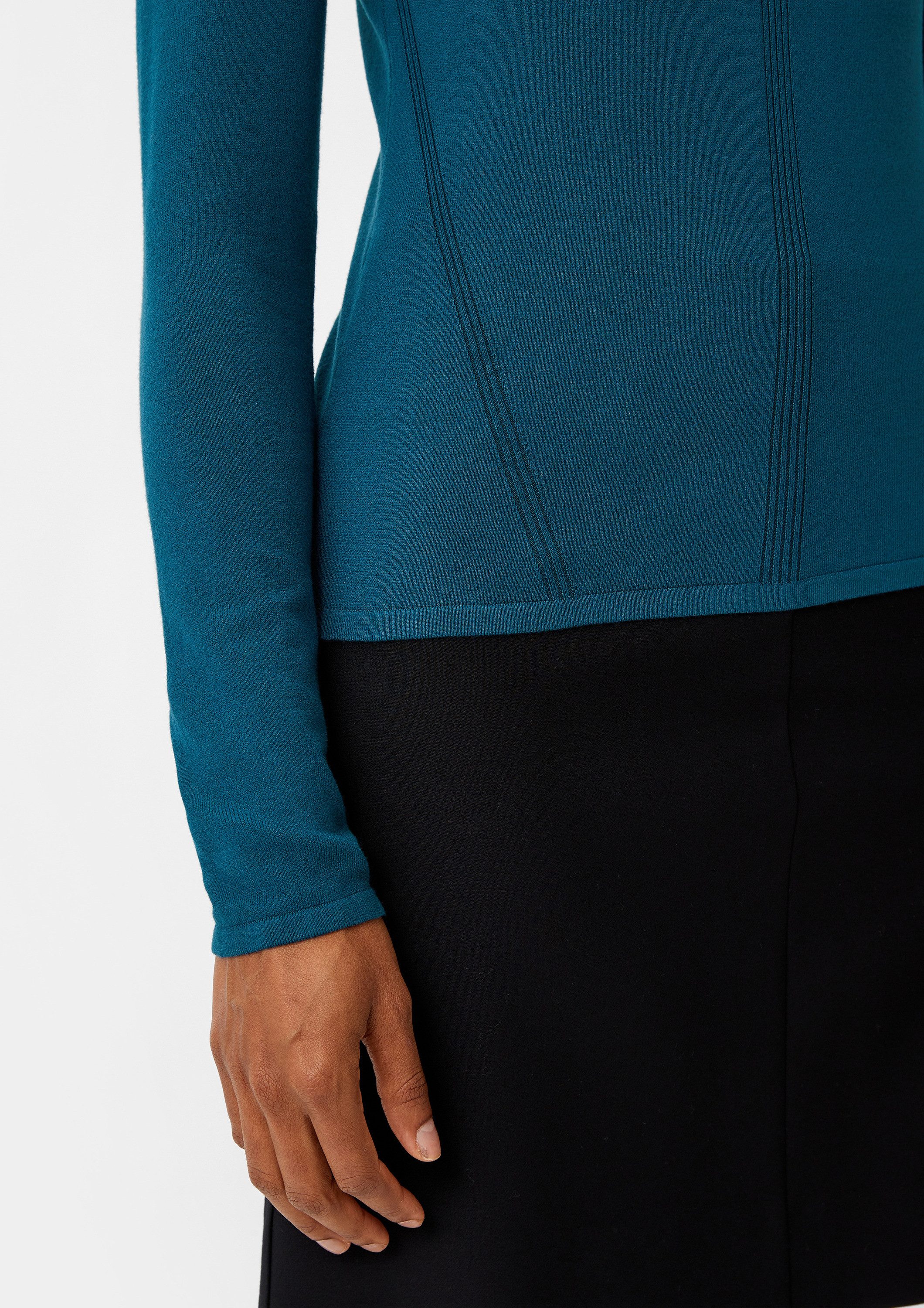 comma Longpullover Strickpullover Rollkragenpullover aus Viskosemix