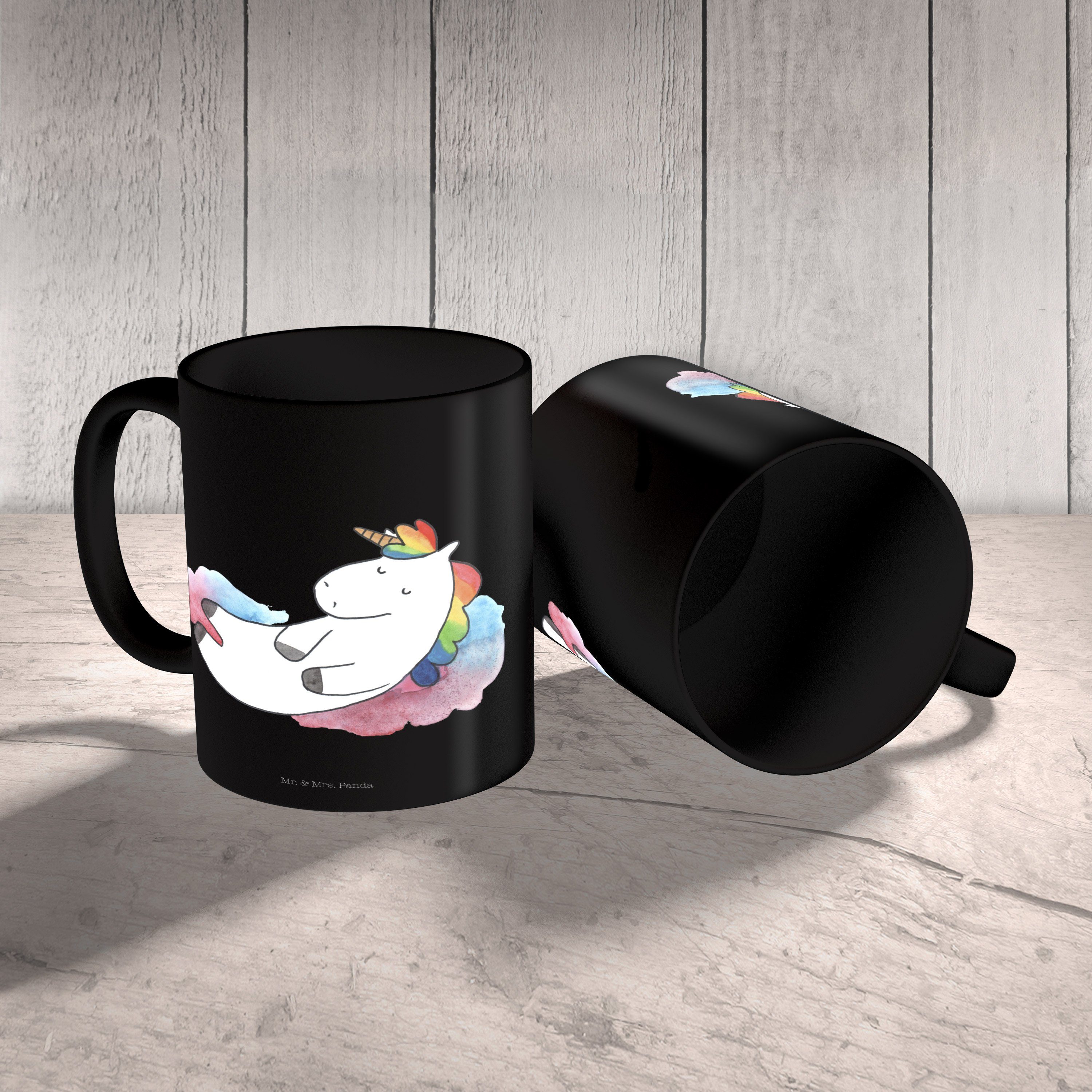 Unicorn, Panda Schwarz Büro - Kaffeebec, & Mrs. Wolke Mr. Schwarz Tasse Geschenk, 7 - Tasse, Keramik Einhorn
