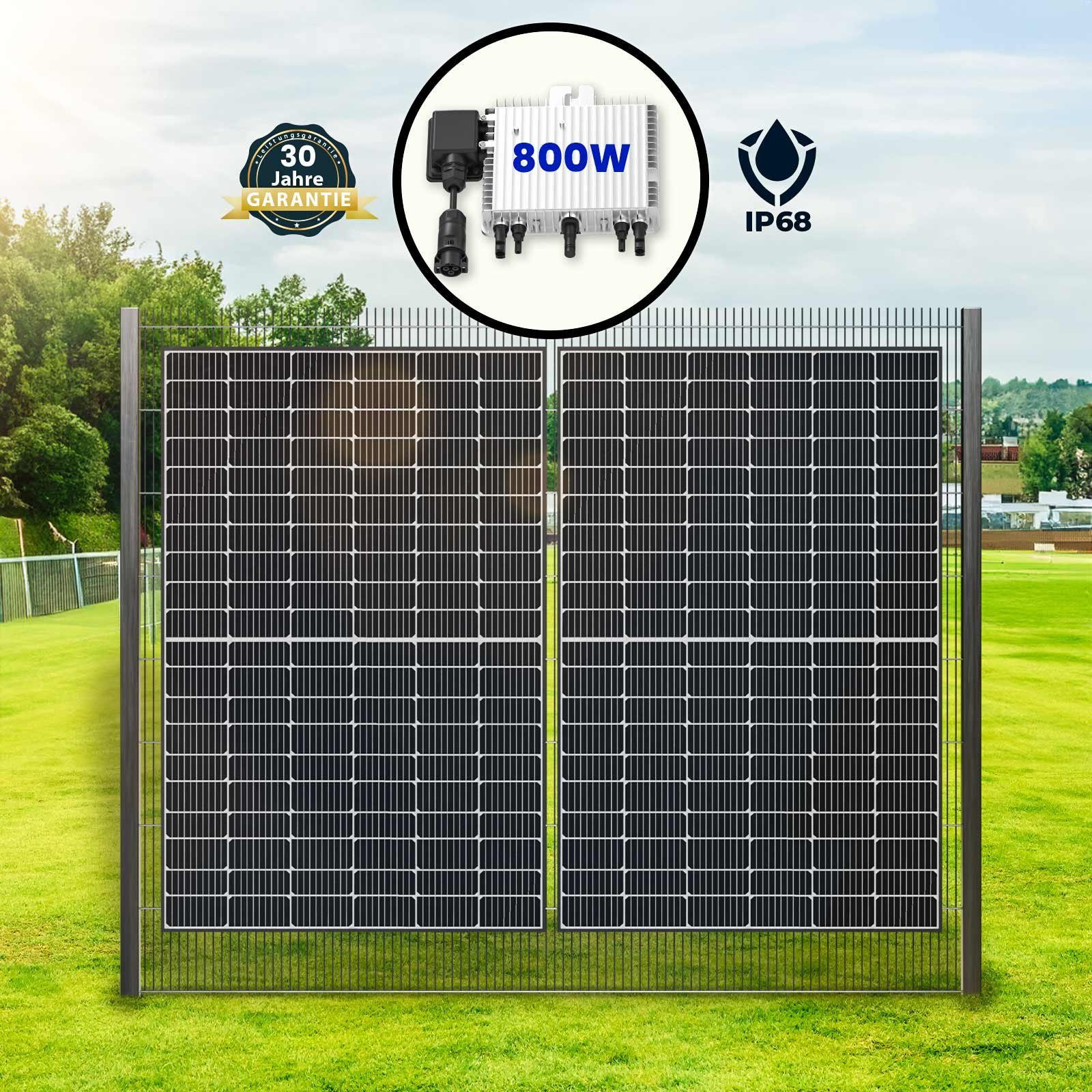 SOLAR-HOOK etm Zaun 1000W Bifazial Solarzaun-Set mit Deye 800W WiFi Wechselrichter, Montage-Set zur (Einseitig-Hochkant) Zaunbefestigung