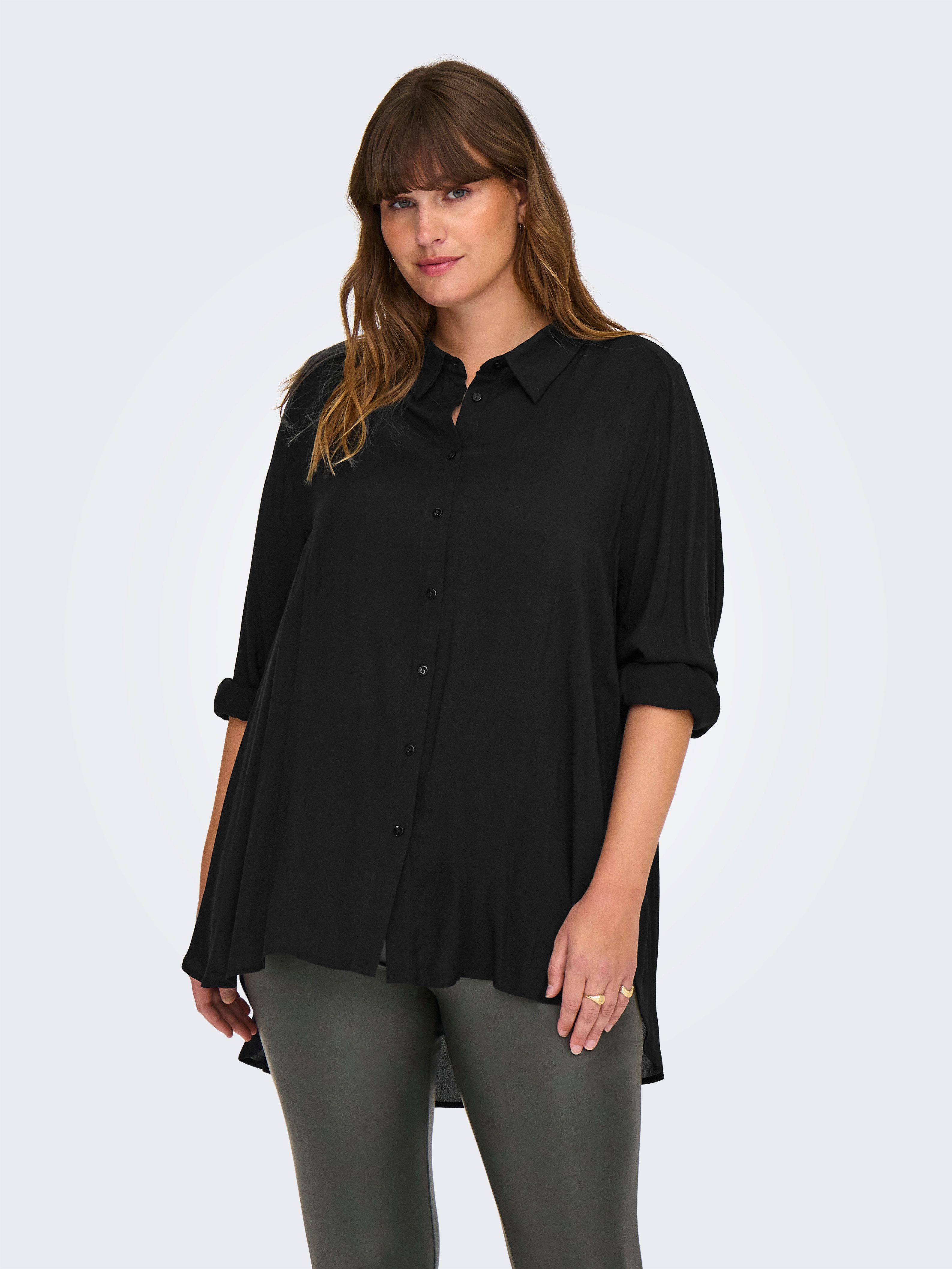 ONLY CARMAKOMA Longbluse CARFREYJA L/S LONG SHIRT WVN Viskosemischung