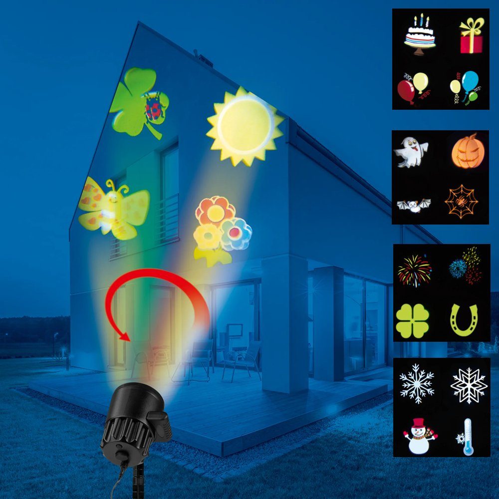 7-tlg EASYmaxx Motivstrahler Starlight fest LED Projektor Innen/- Weinachten, LED integriert, Outdoor