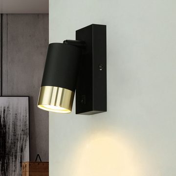 Licht-Erlebnisse Wandstrahler ANDREW, ohne Leuchtmittel, in Schwarz Gold GU10 Aluminium verstellbar Wohnzimmer
