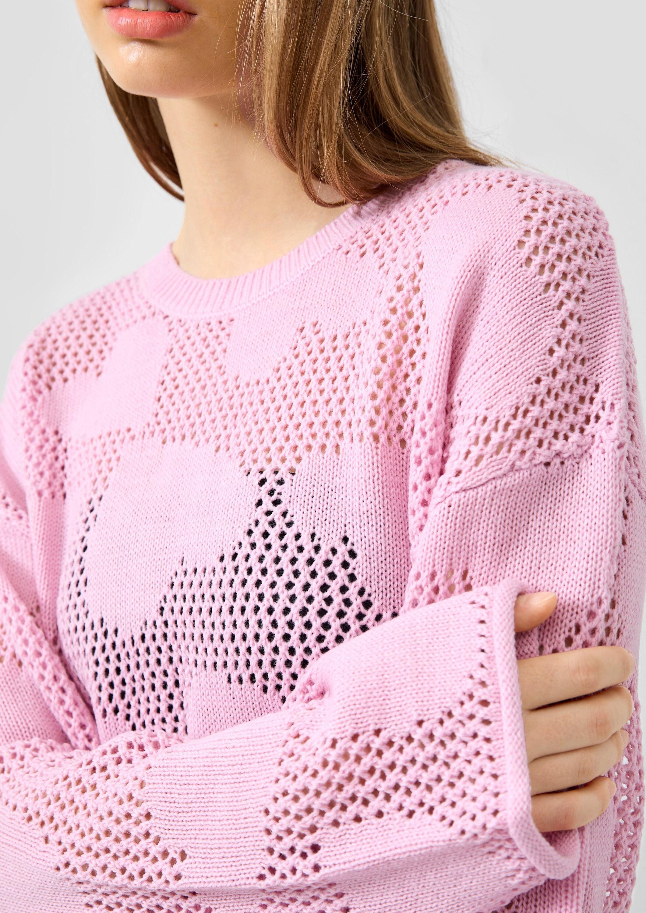 QS Longpullover Strickpullover Ajourpullover